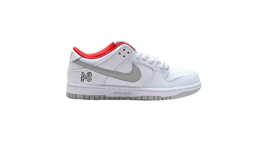 Supreme x Nike SB Dunk Low White Metallic Silver