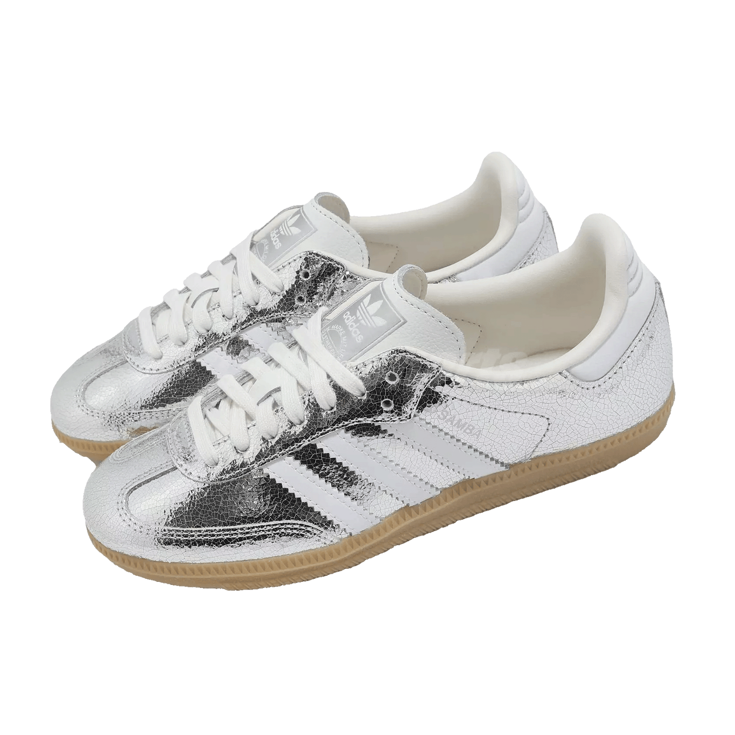 adidas Samba OG Silver Metallic Cracked Leather (W) Side