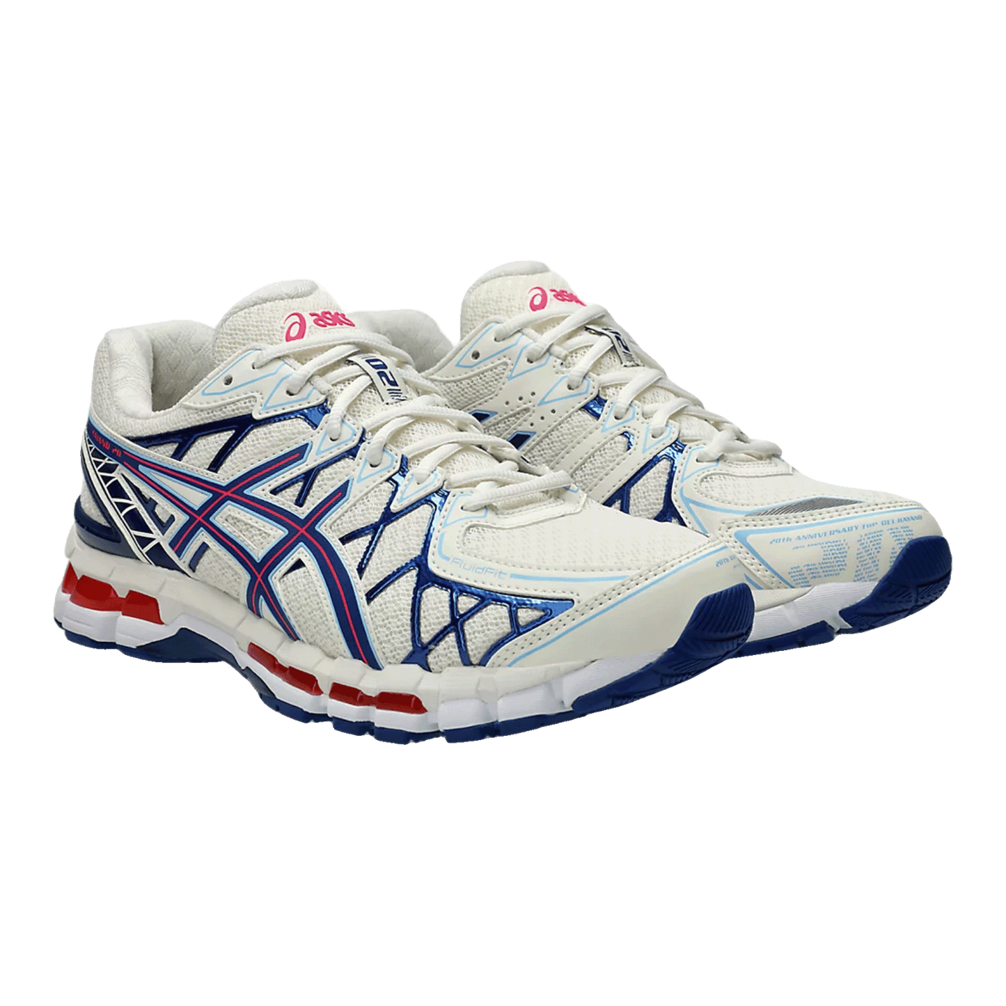 ASICS Gel-Kayano 20 Cream Blue Red Side