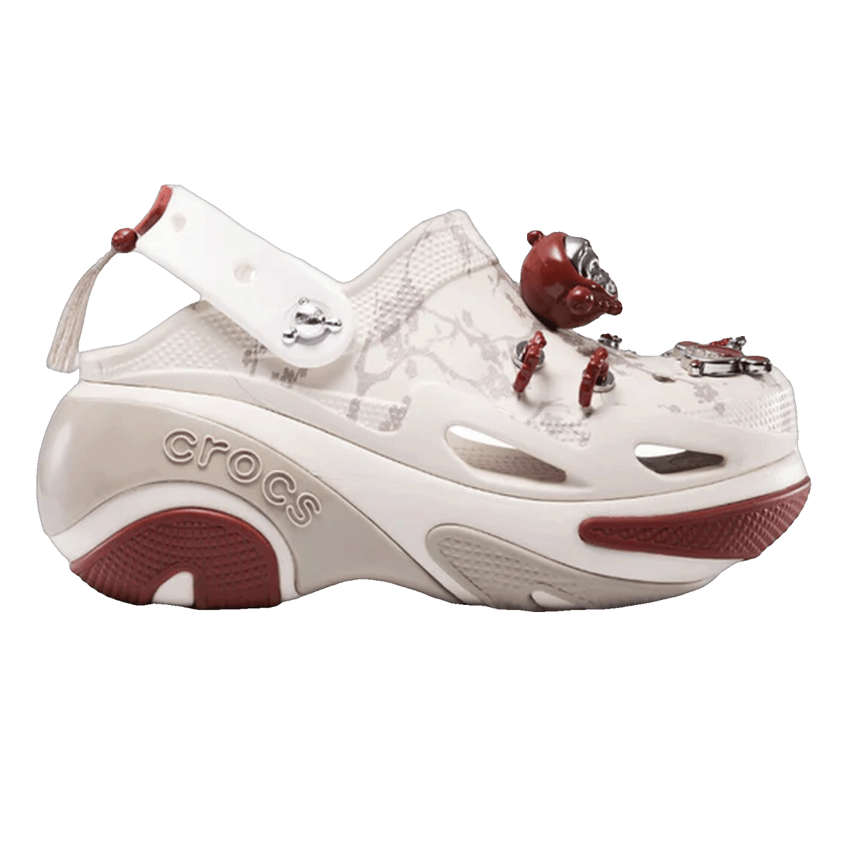 Crocs Bubble Crush Clog Pop Mart SKULLPANDA White Red 211111-1F8