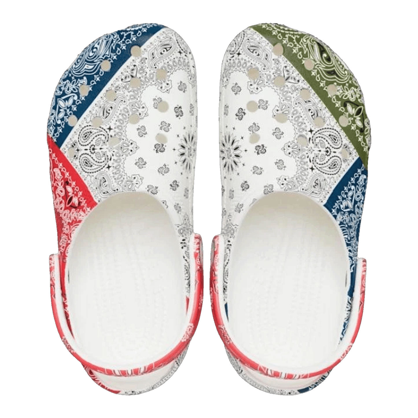 Crocs Classic Fleece Lined Clog Bandana White Red Blue Green Oben