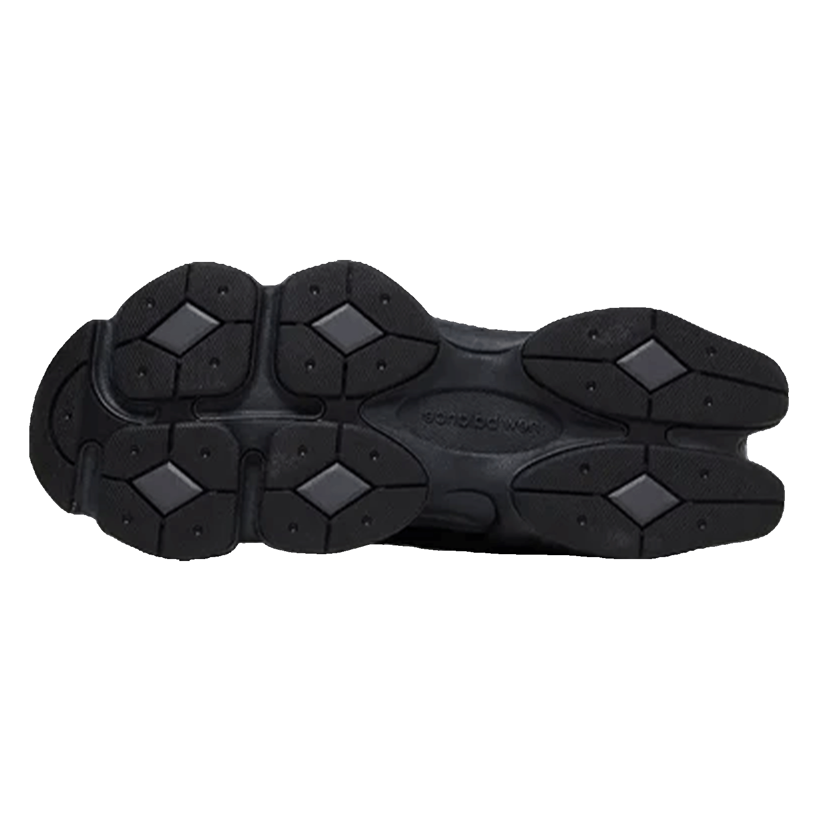 New Balance 9060 Triple Black Patent Sohle