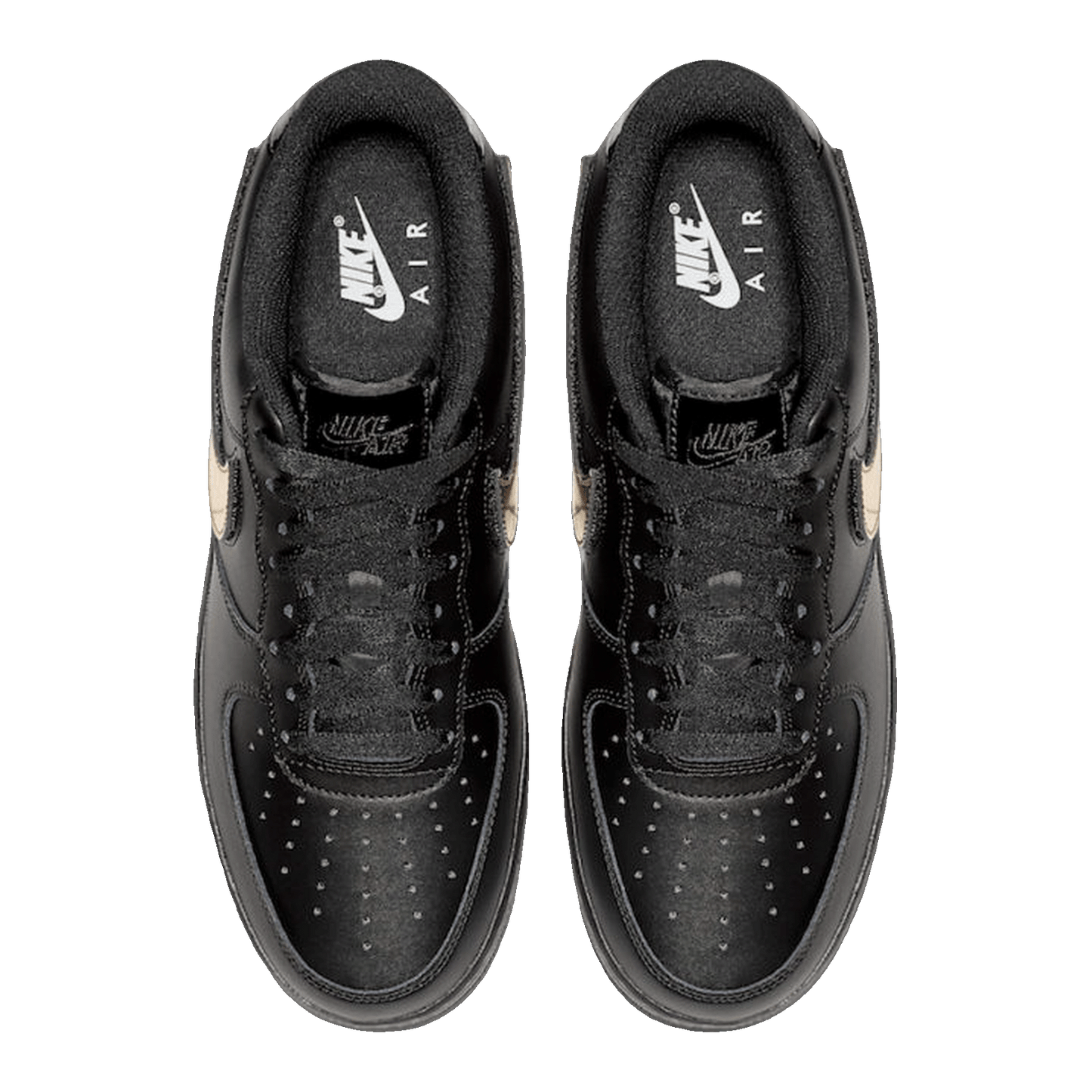Nike Air Force 1 Black Metallic Gold Removable Swoosh Pack