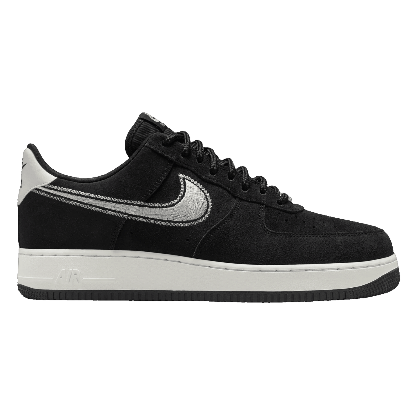Nike Air Force 1 Low '07 LV8 Black Sail Embroidered Swoosh
