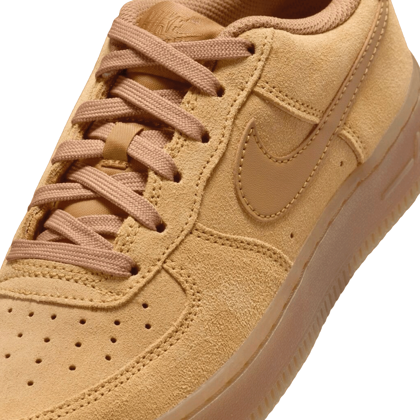 Nike Air Force 1 Low LV8 Wheat Gum Light Brown (GS) Tongue
