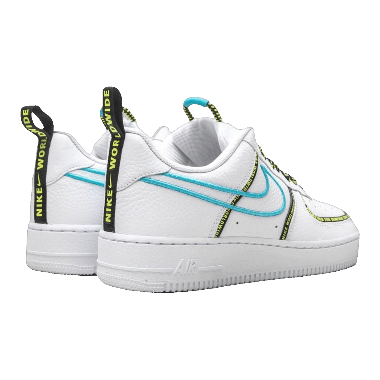 Nike Air Force 1 Low Worldwide White Blue Fury Volt Back