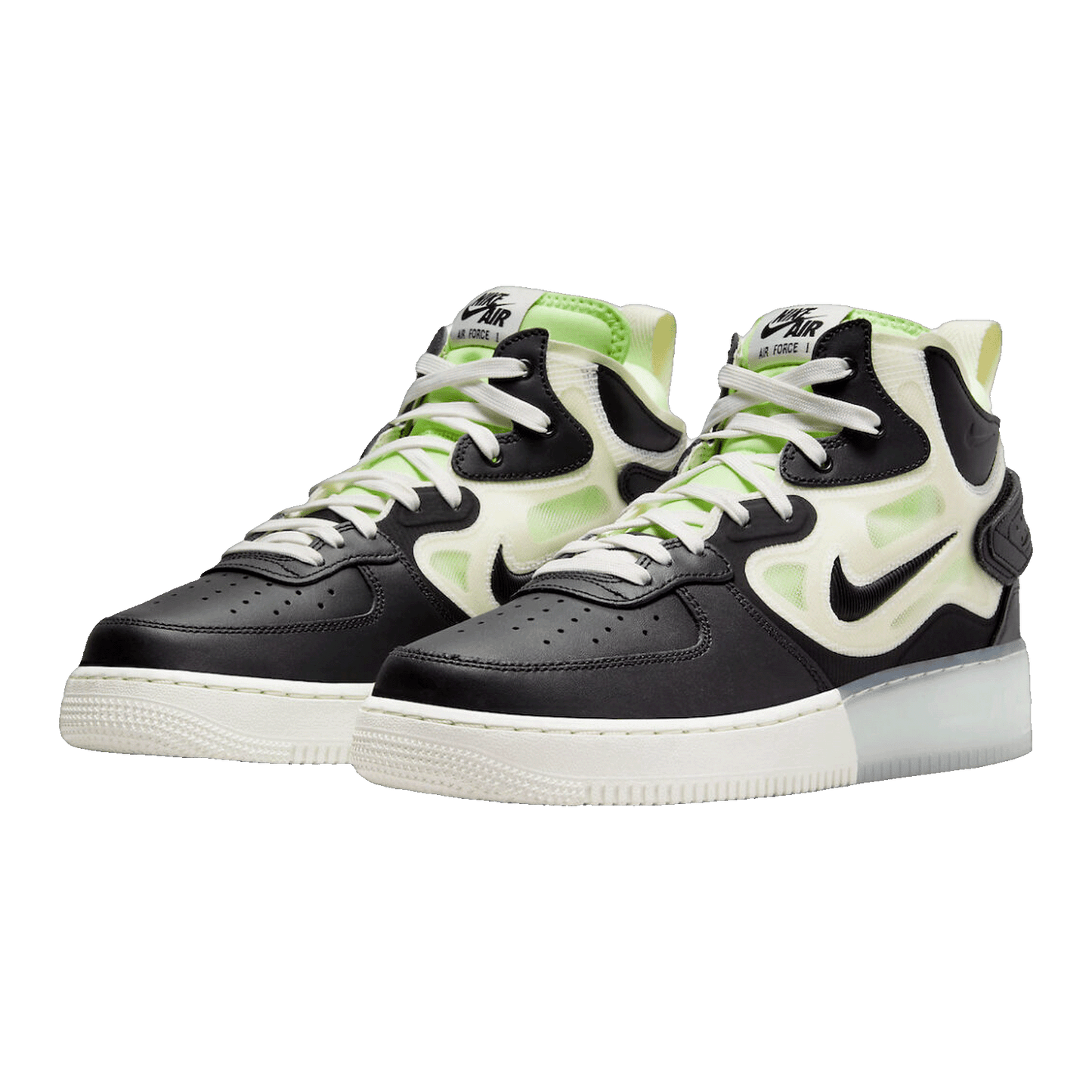 Nike Air Force 1 React Mid Black Sail Ghost Green Side