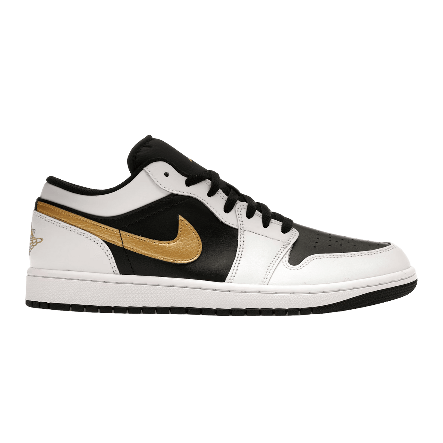 Nike Air Jordan 1 Low White Black Metallic Gold Swoosh