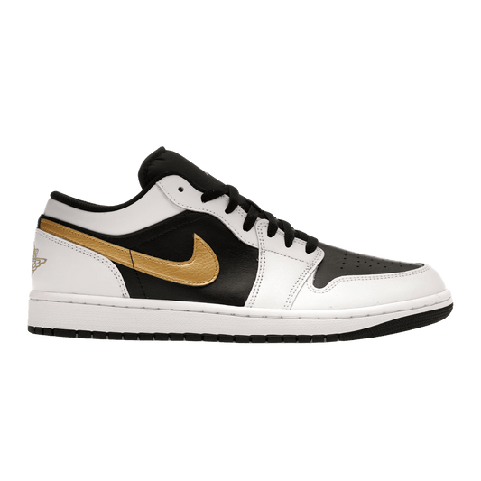 Nike Air Jordan 1 Low White Black Metallic Gold Swoosh