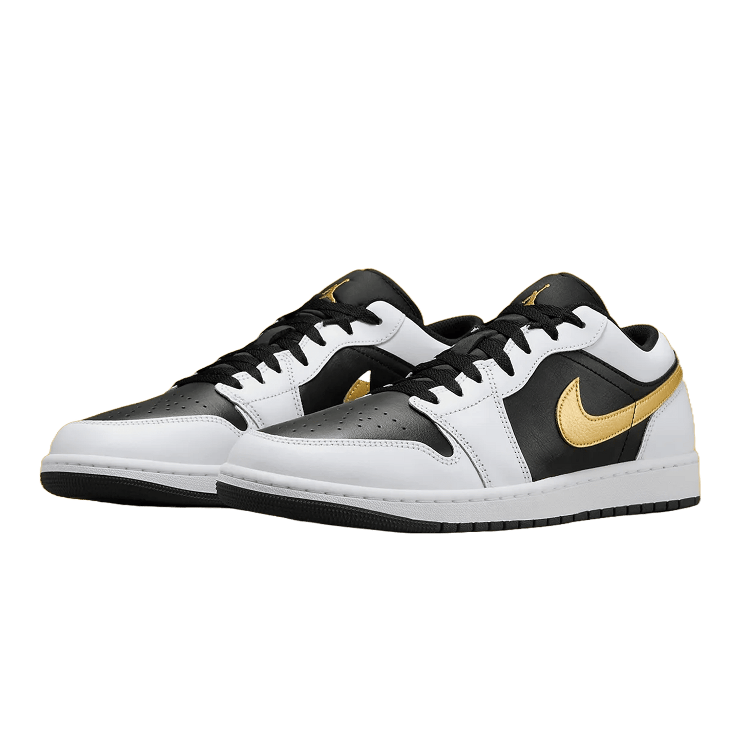 Nike Air Jordan 1 Low White Black Metallic Gold Swoosh Side