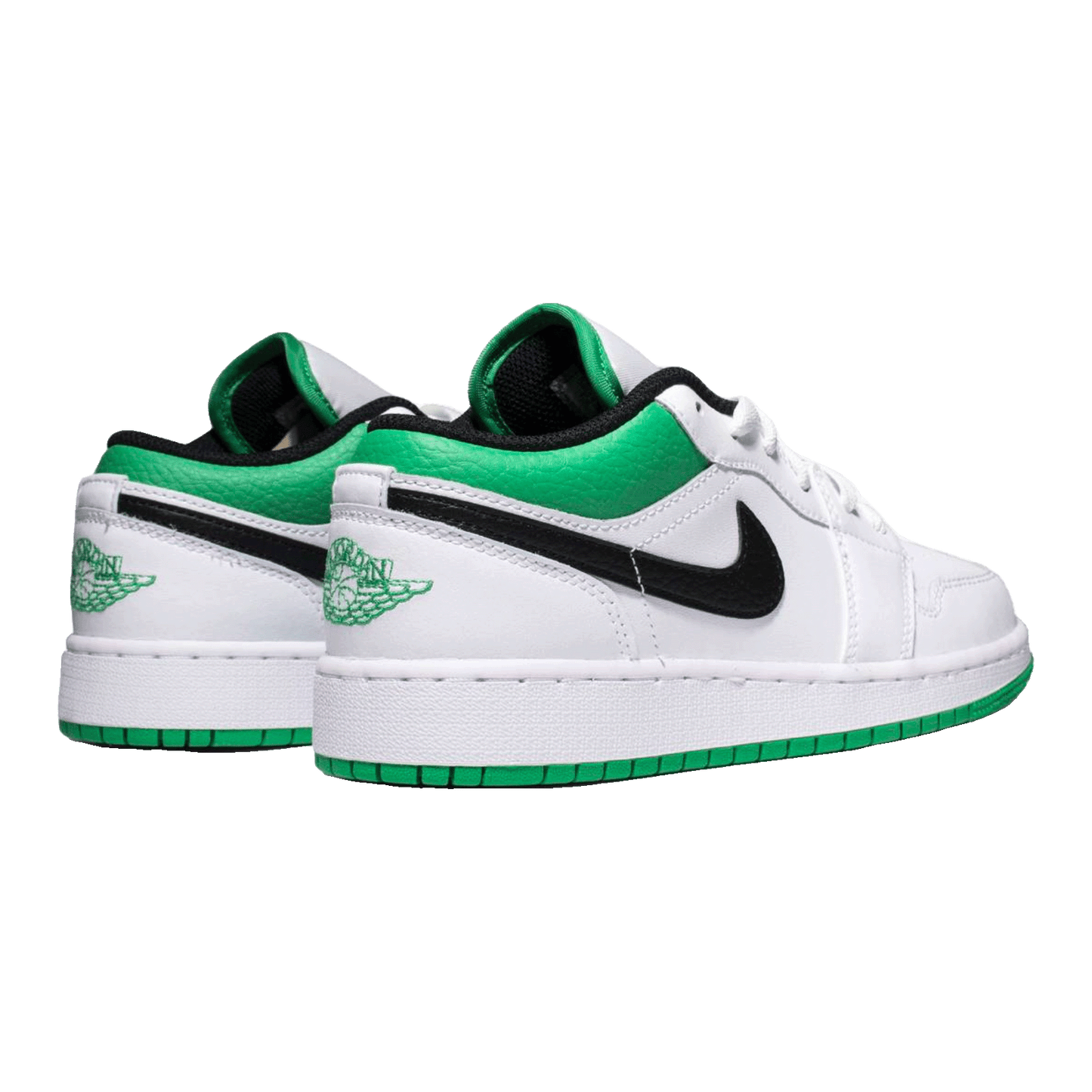 Nike Air Jordan 1 Low White Lucky Green Tumbled Leather (GS) Back