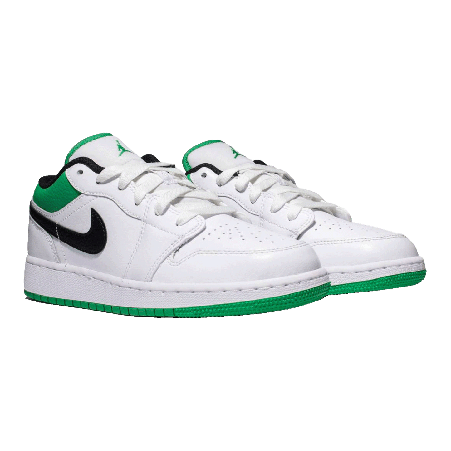 Nike Air Jordan 1 Low White Lucky Green Tumbled Leather (GS) Side