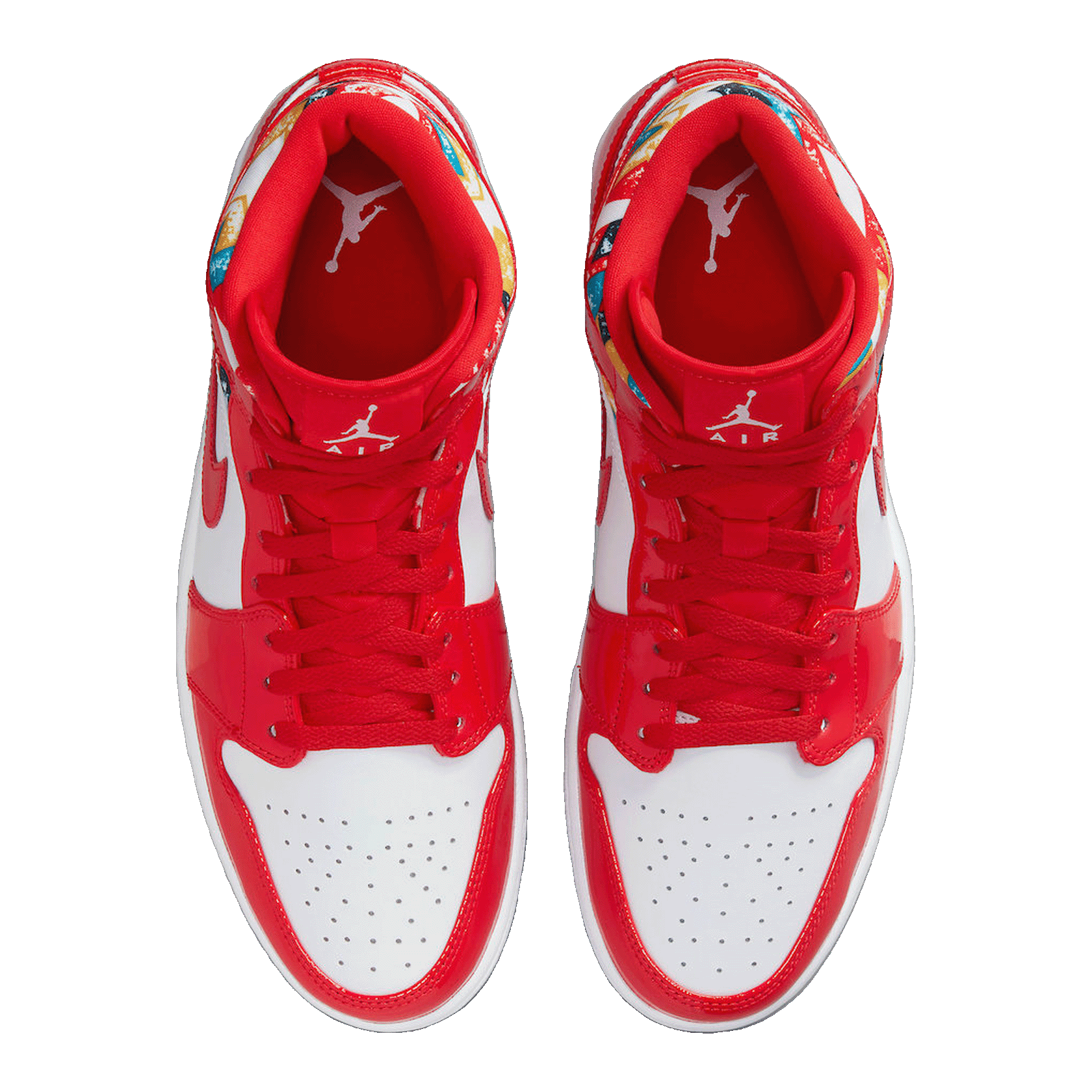 Nike Air Jordan 1 Mid Barcelona Sweater Red Patent (GS) Oben