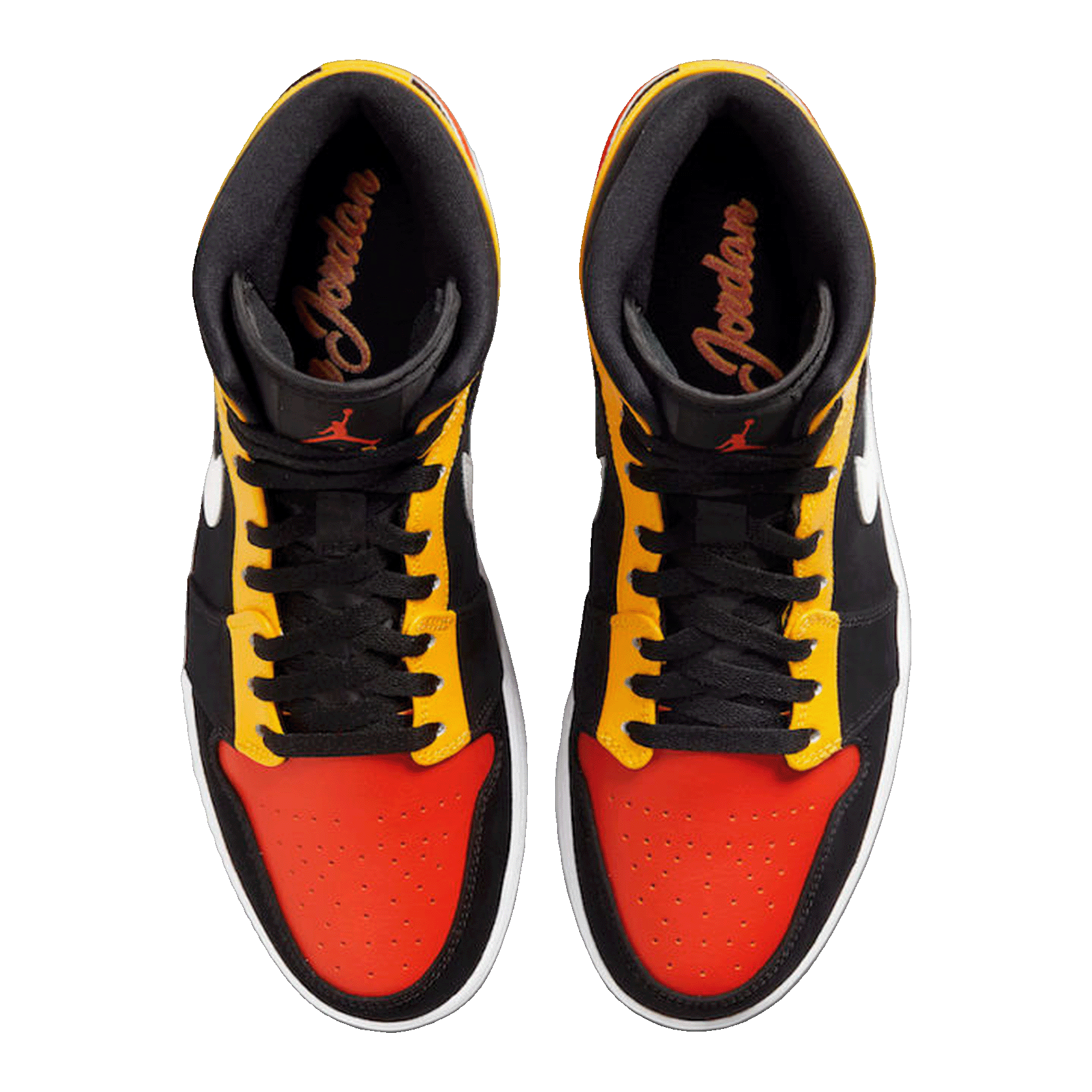 Nike Air Jordan 1 Mid Black Amarillo Orange Oben
