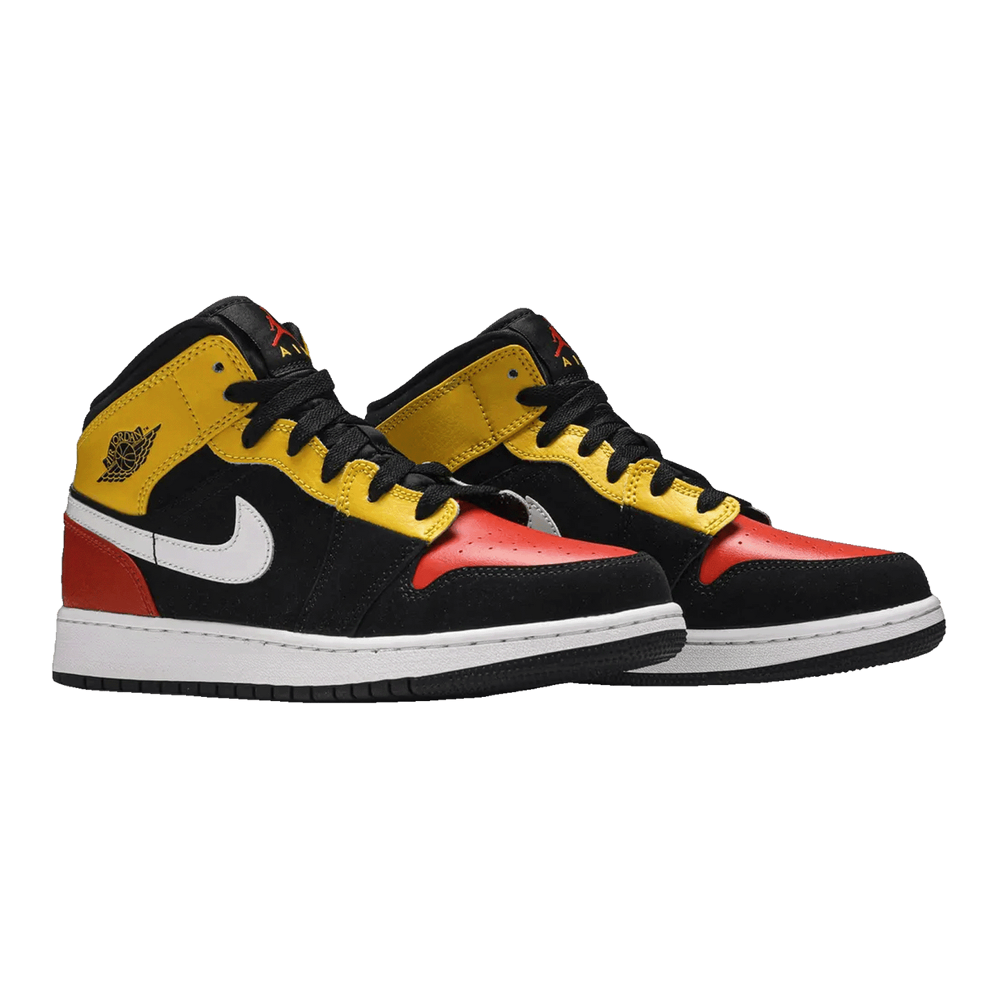 Nike Air Jordan 1 Mid Black Amarillo Team Orange (GS) Side