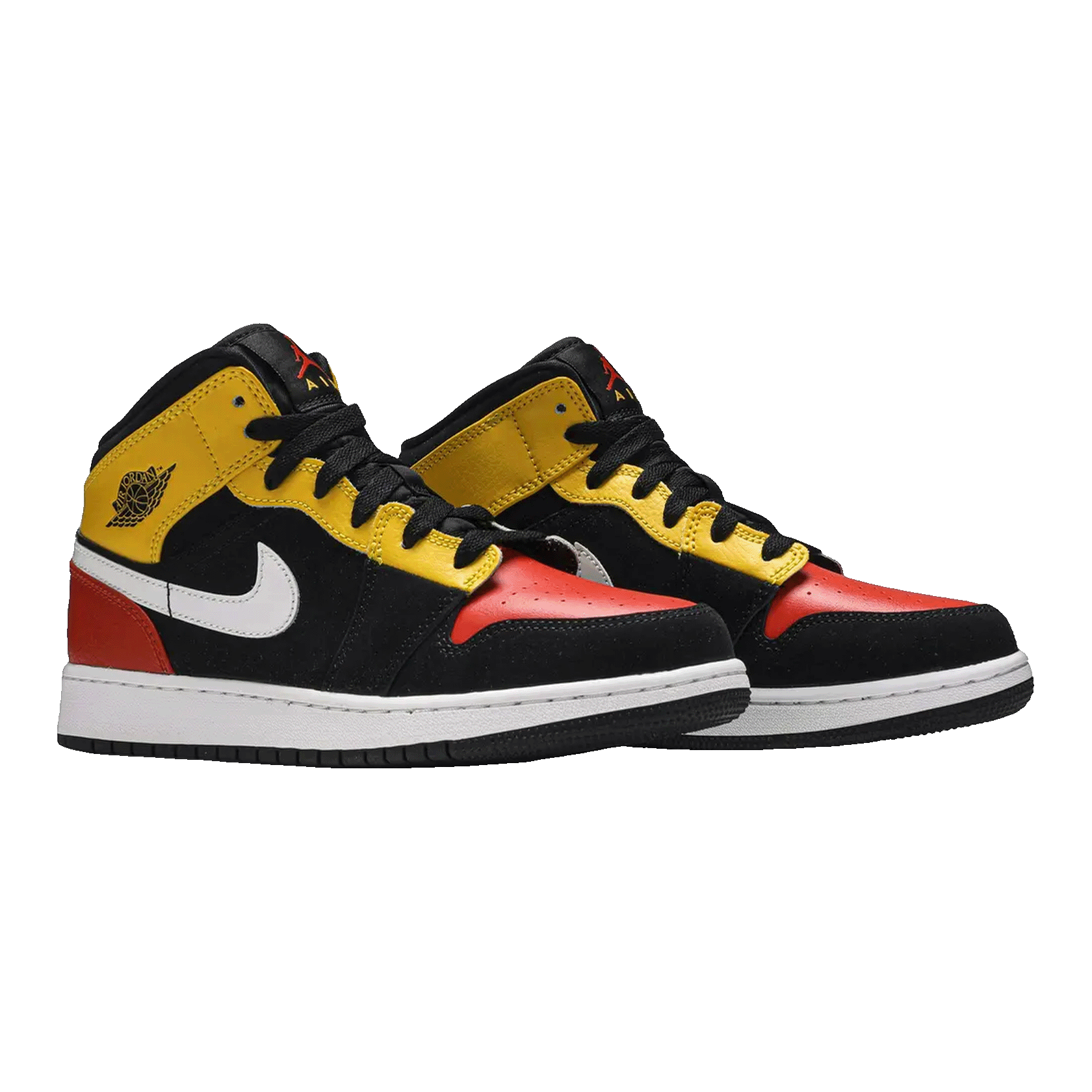 Nike Air Jordan 1 Mid Black Amarillo Team Orange (GS) Side