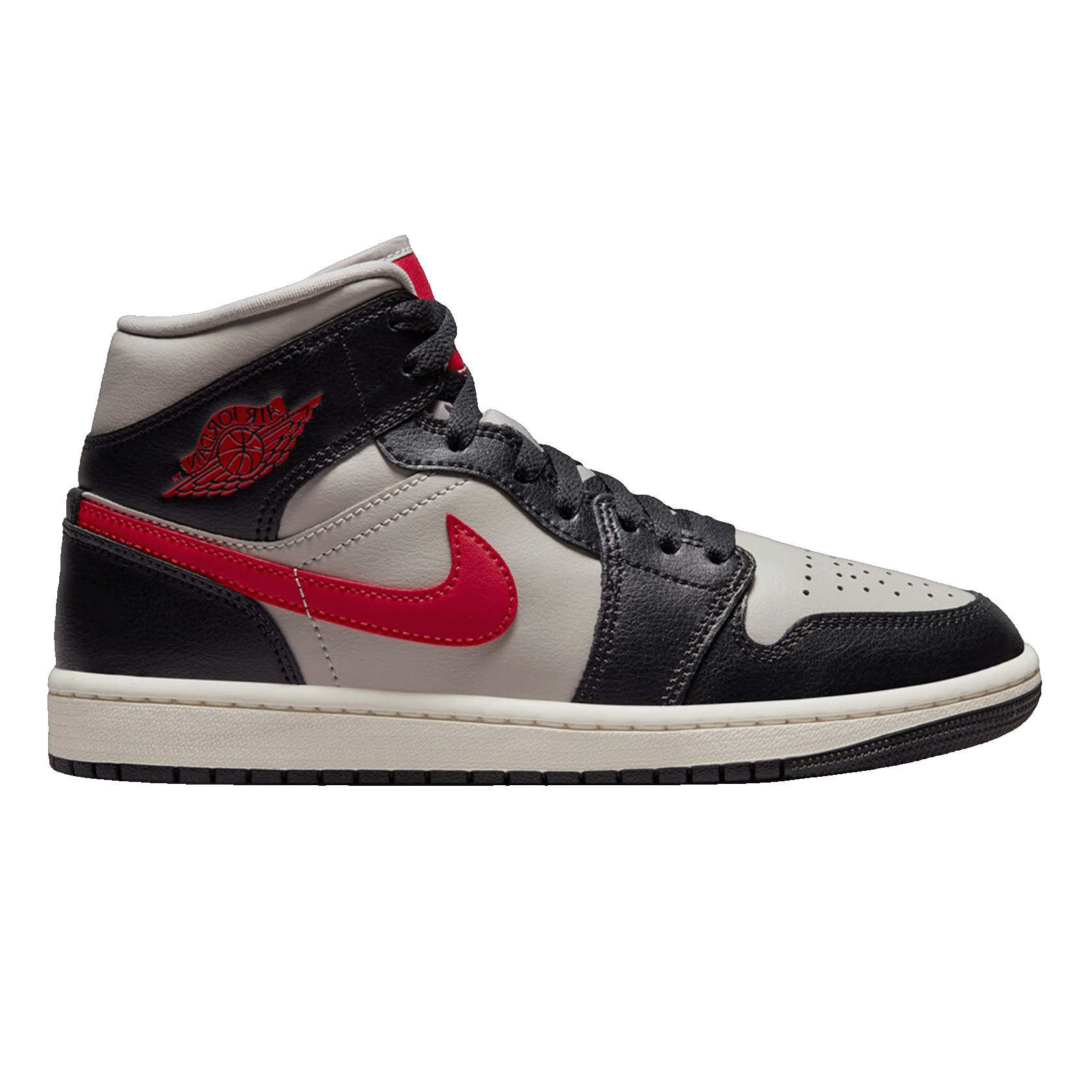 Nike Air Jordan 1 Mid Black College Grey Gym Red (W)