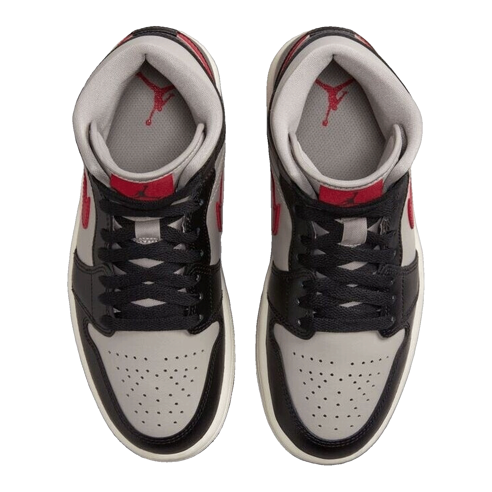 Nike Air Jordan 1 Mid Black College Grey Gym Red (W) Oben