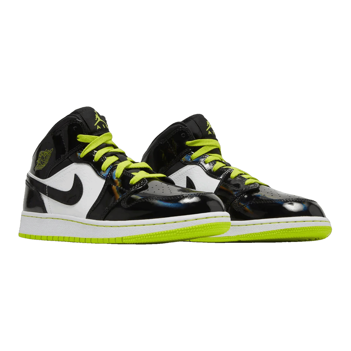 Nike Air Jordan 1 Mid Black Cyber Mystic Green (GS) Side
