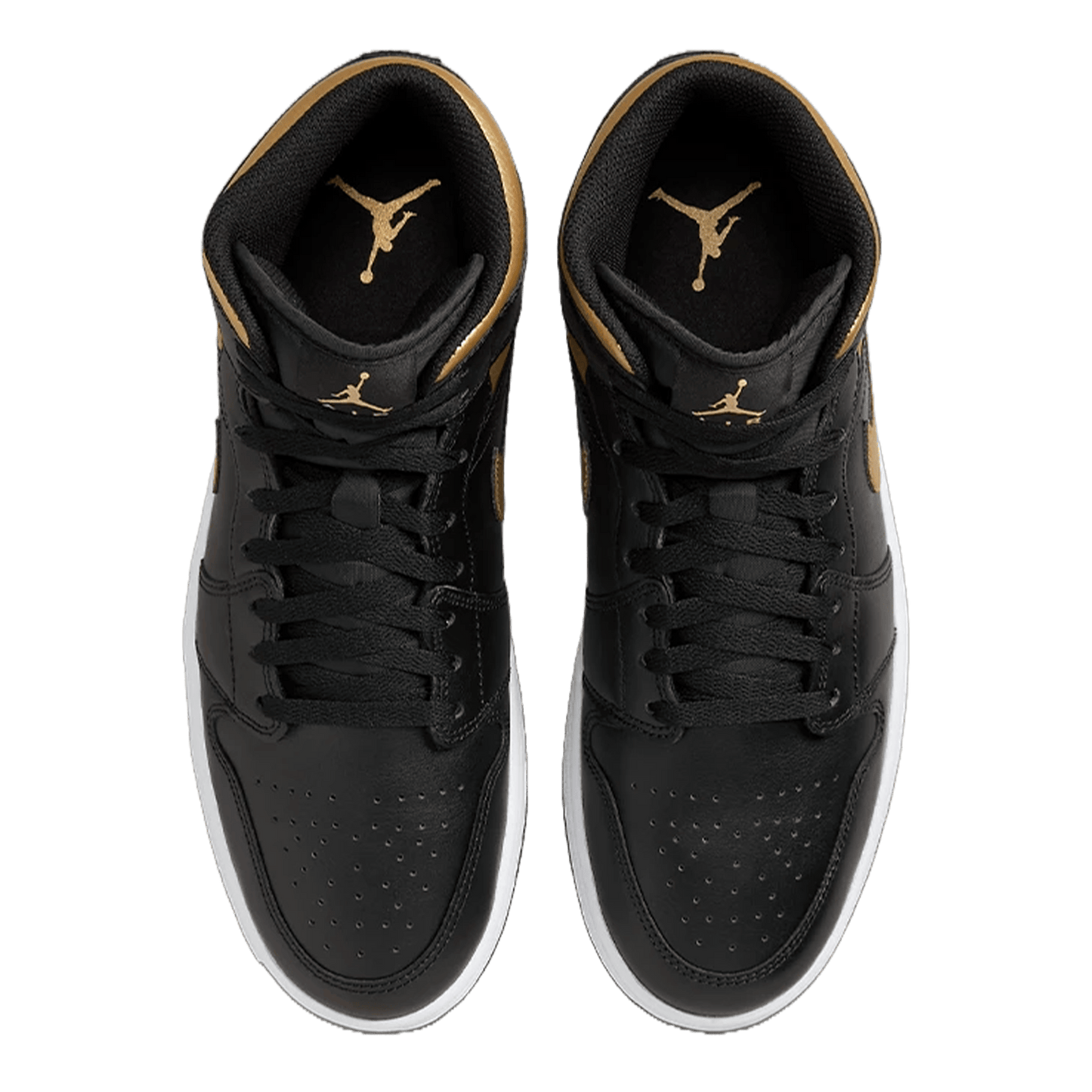 Nike Air Jordan 1 Mid Black Metallic Gold Oben