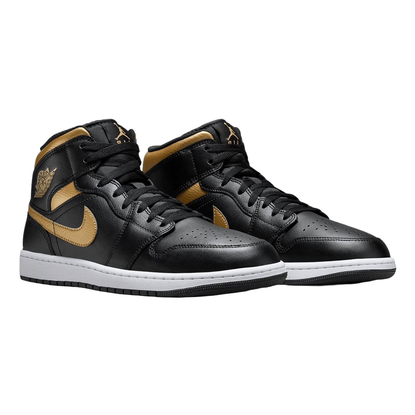 Nike Air Jordan 1 Mid Black Metallic Gold Side