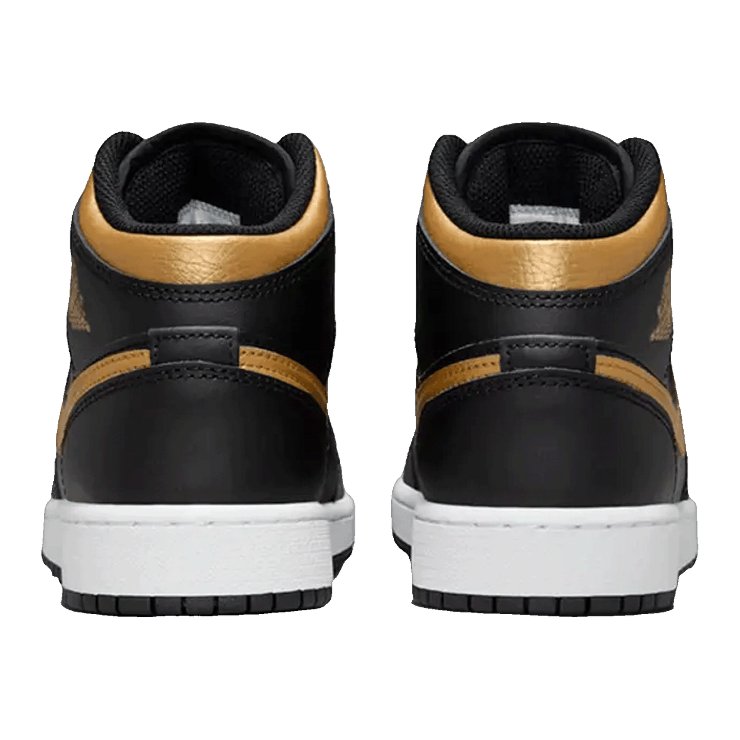 Nike Air Jordan 1 Mid Black Metallic Gold Swoosh (GS) Back