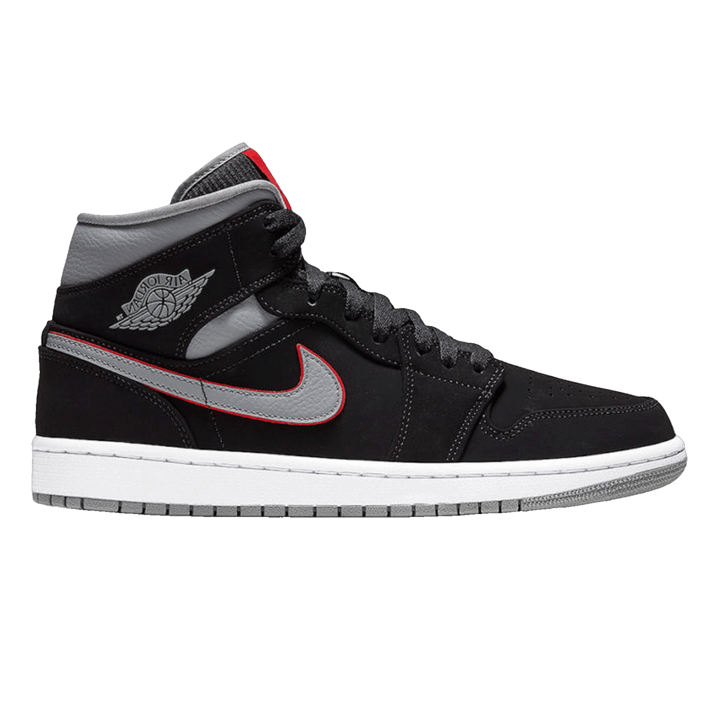 Nike Air Jordan 1 Mid Black Particle Grey Gym Red (GS)
