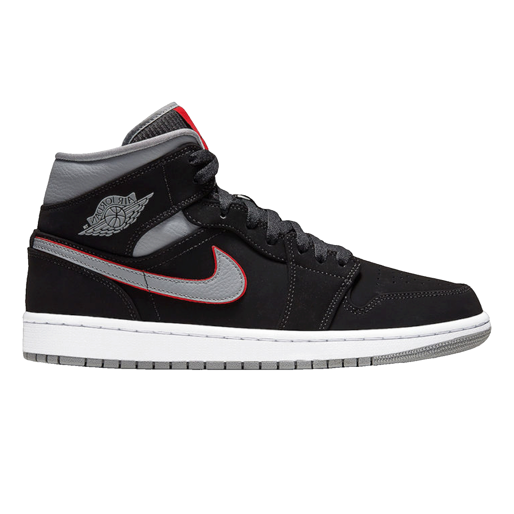 Nike Air Jordan 1 Mid Black Particle Grey Gym Red (GS)