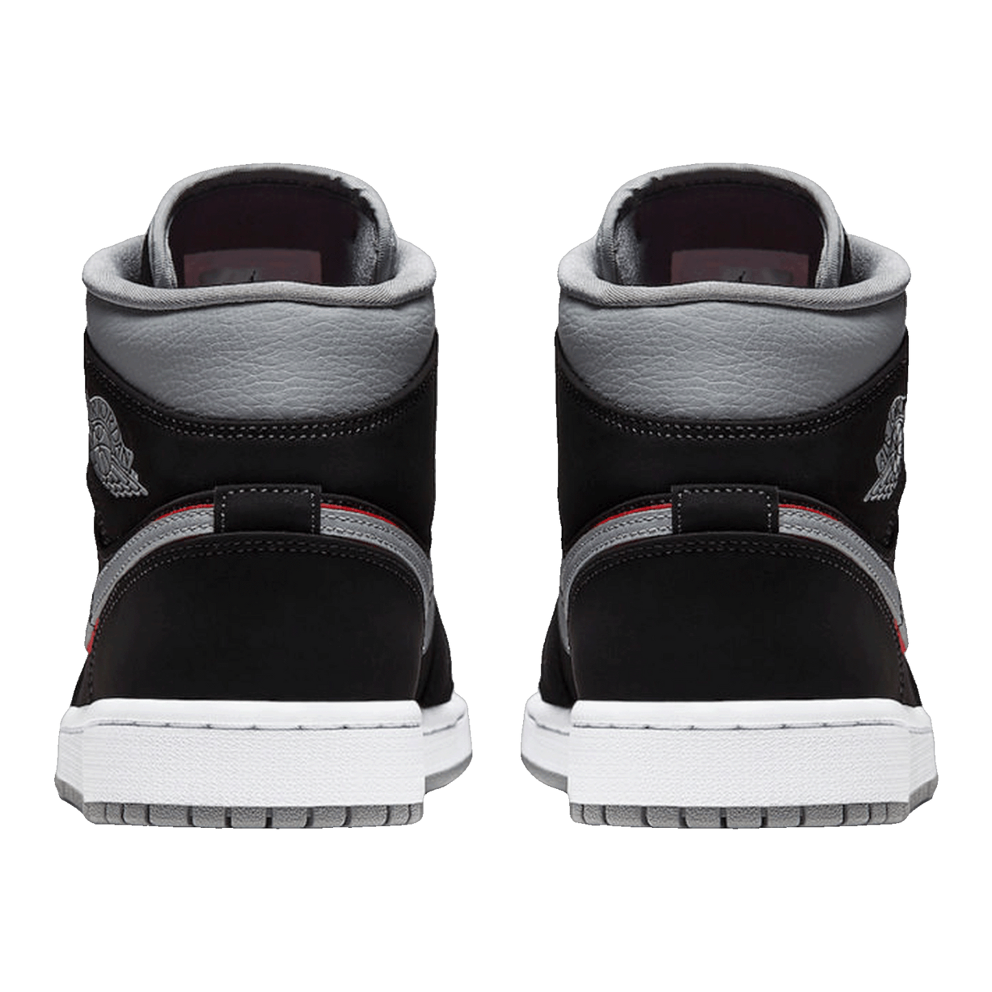 Nike Air Jordan 1 Mid Black Particle Grey Gym Red (GS) Back