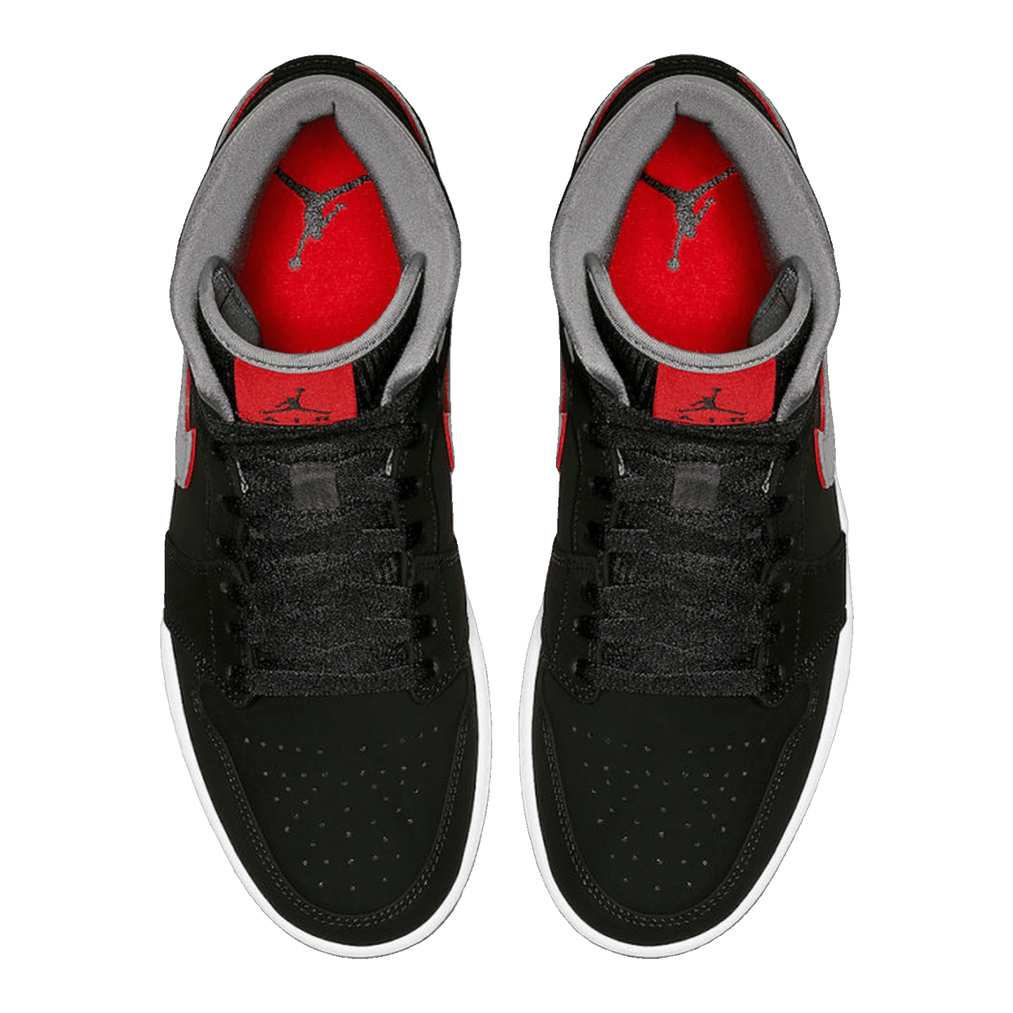 Nike Air Jordan 1 Mid Black Particle Grey Gym Red Oben