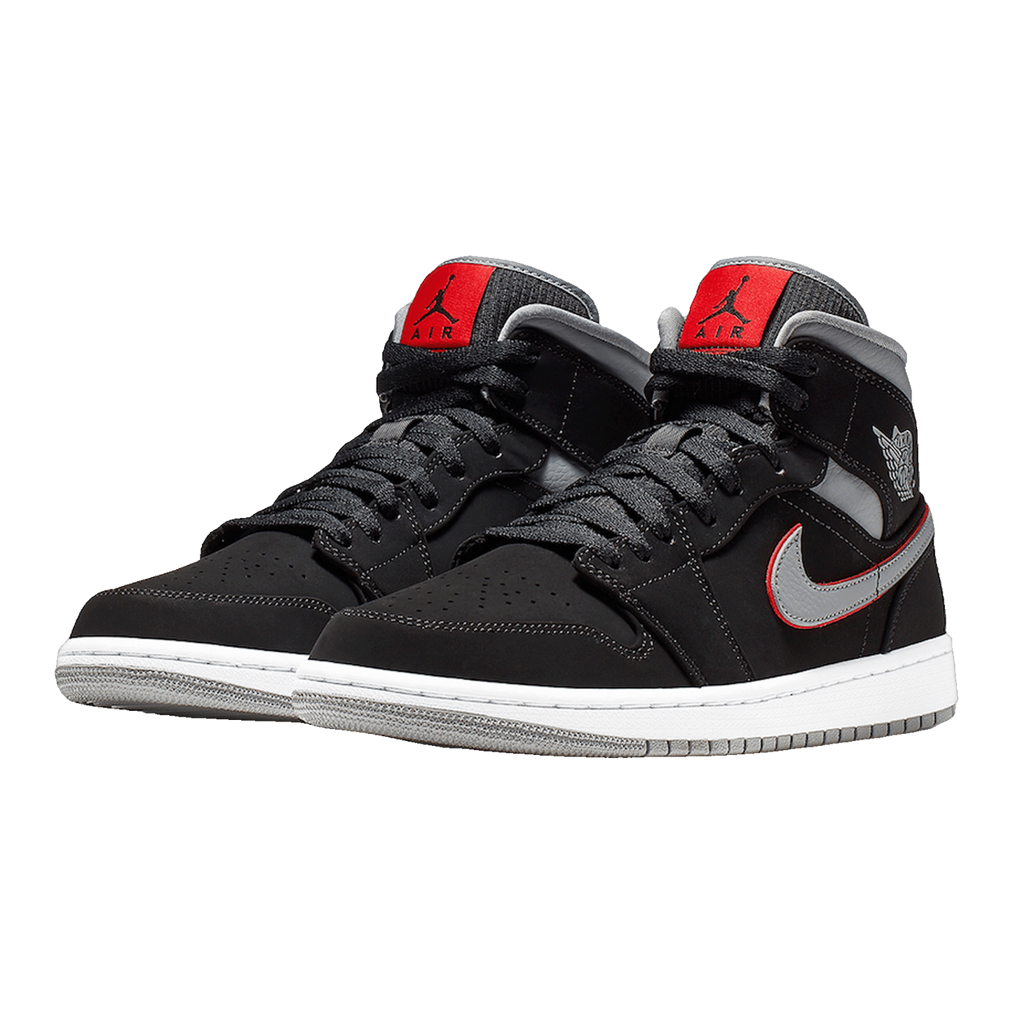 Nike Air Jordan 1 Mid Black Particle Grey Gym Red Side