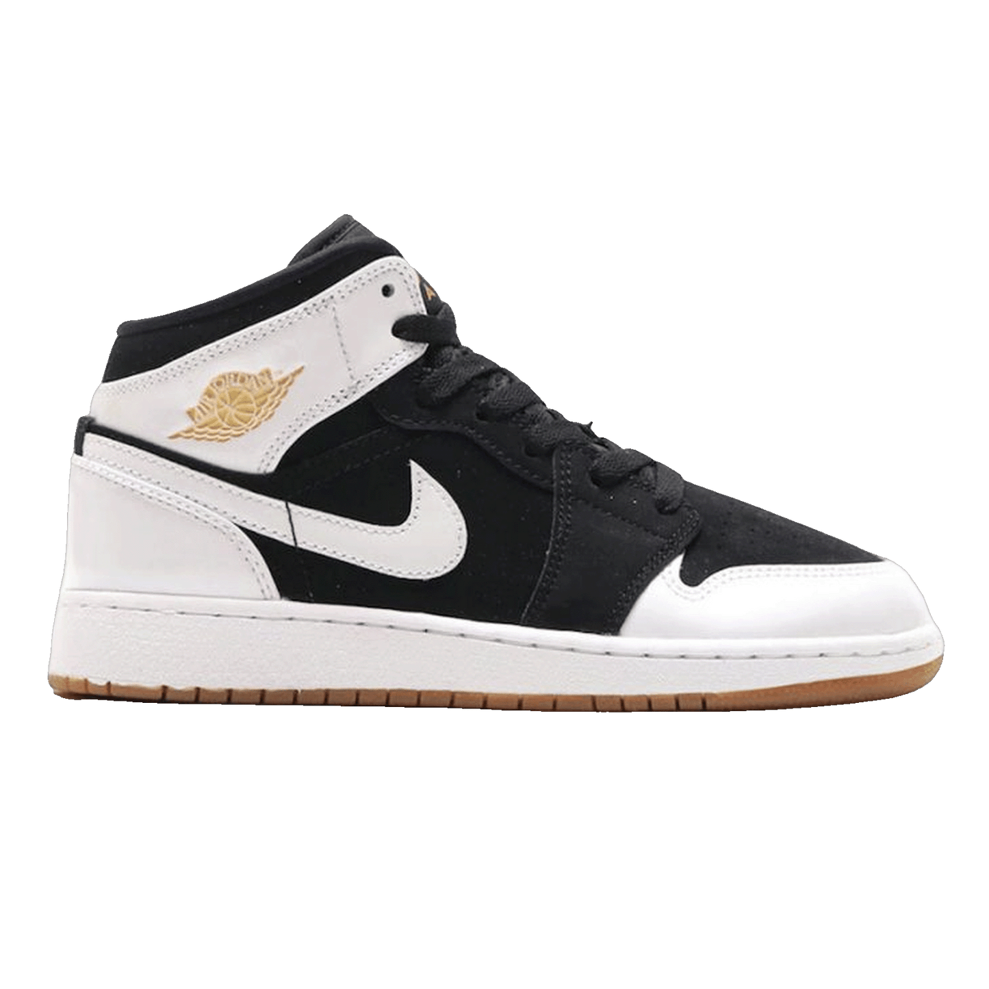 Nike Air Jordan 1 Mid Black White Gold (GS)