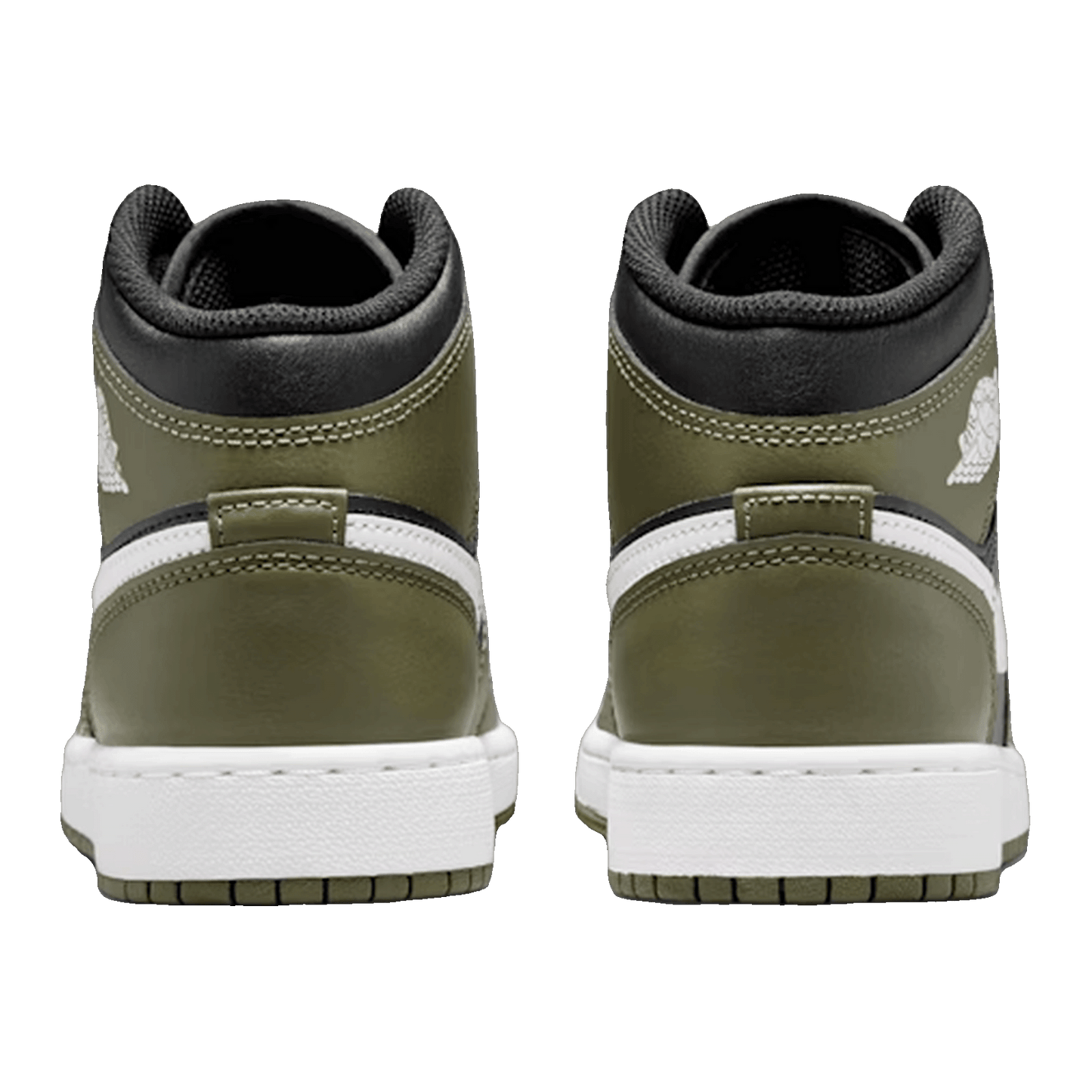 Nike Air Jordan 1 Mid Black White Olive (GS) Back