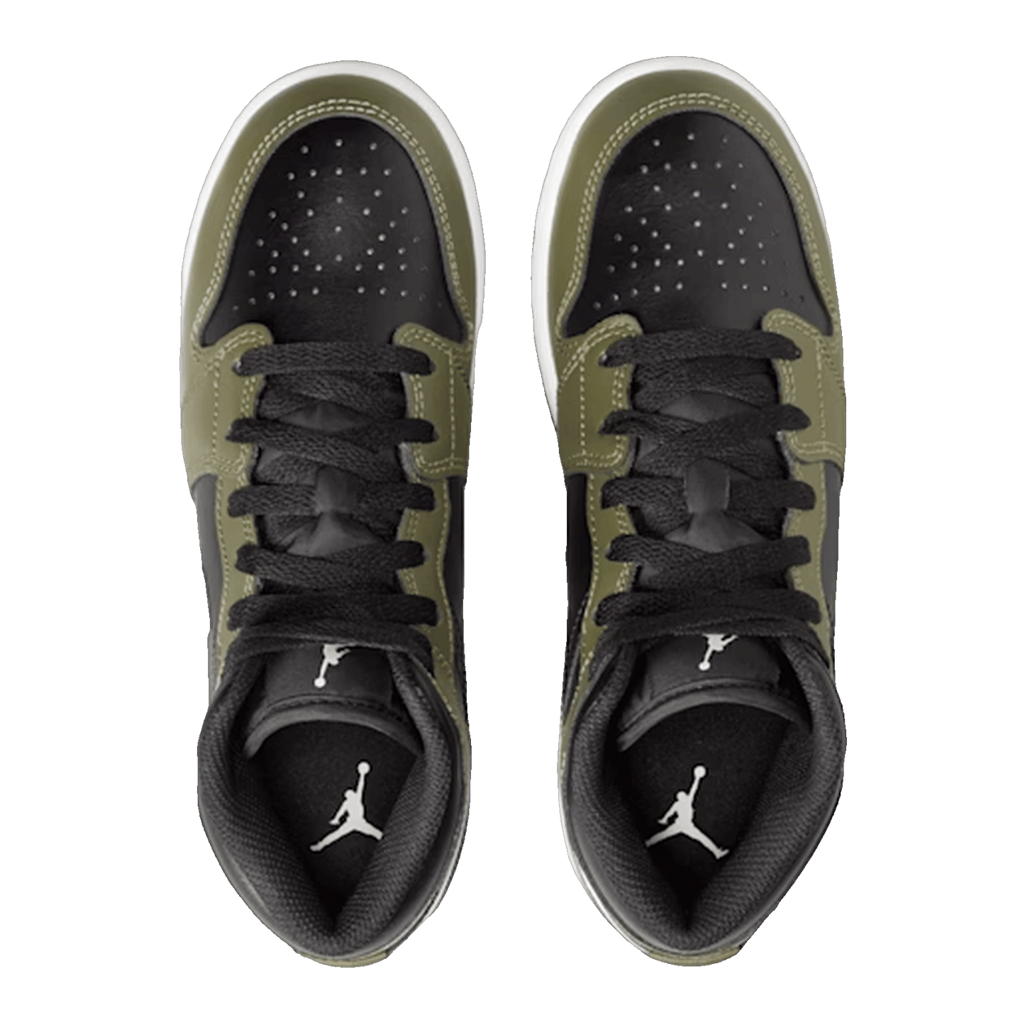Nike Air Jordan 1 Mid Black White Olive (GS) Oben