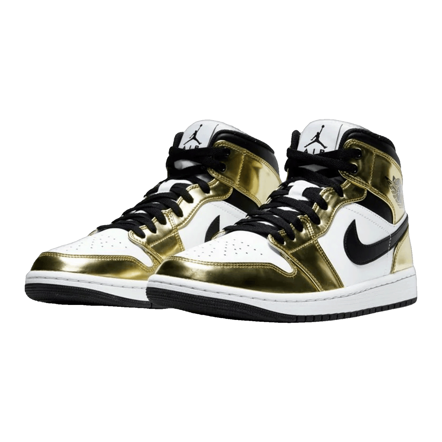 Nike Air Jordan 1 Mid Metallic Gold Black White (GS) Side