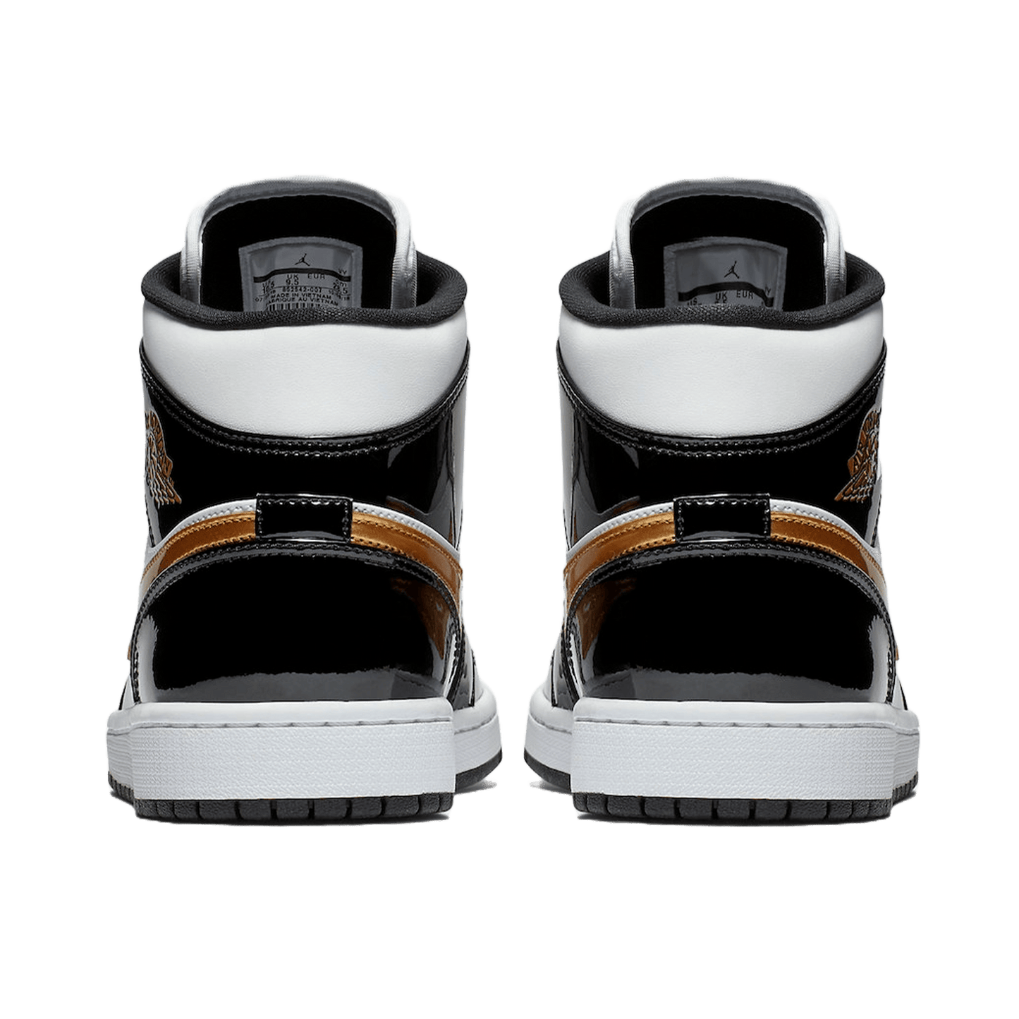 Nike Air Jordan 1 Mid Patent Black White Gold