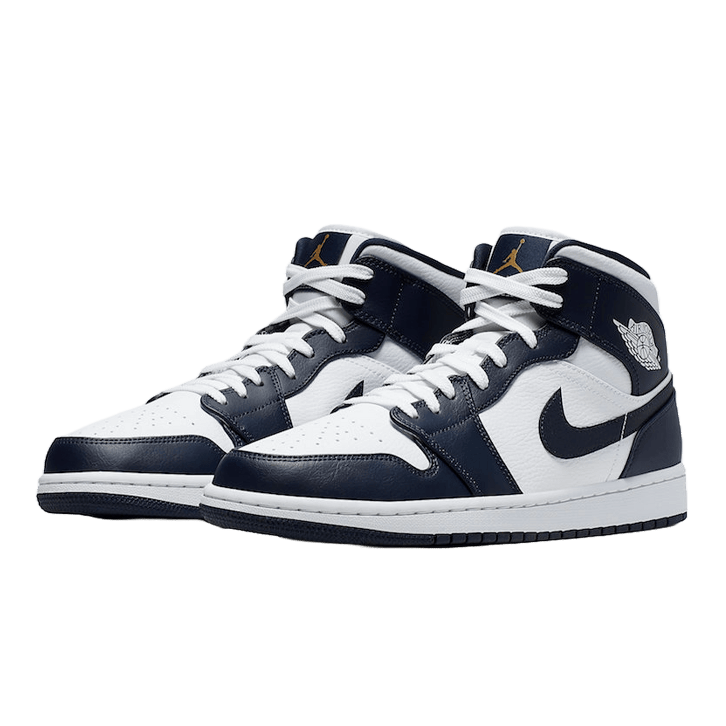 Nike Air Jordan 1 Mid White Metallic Gold Obsidian Side