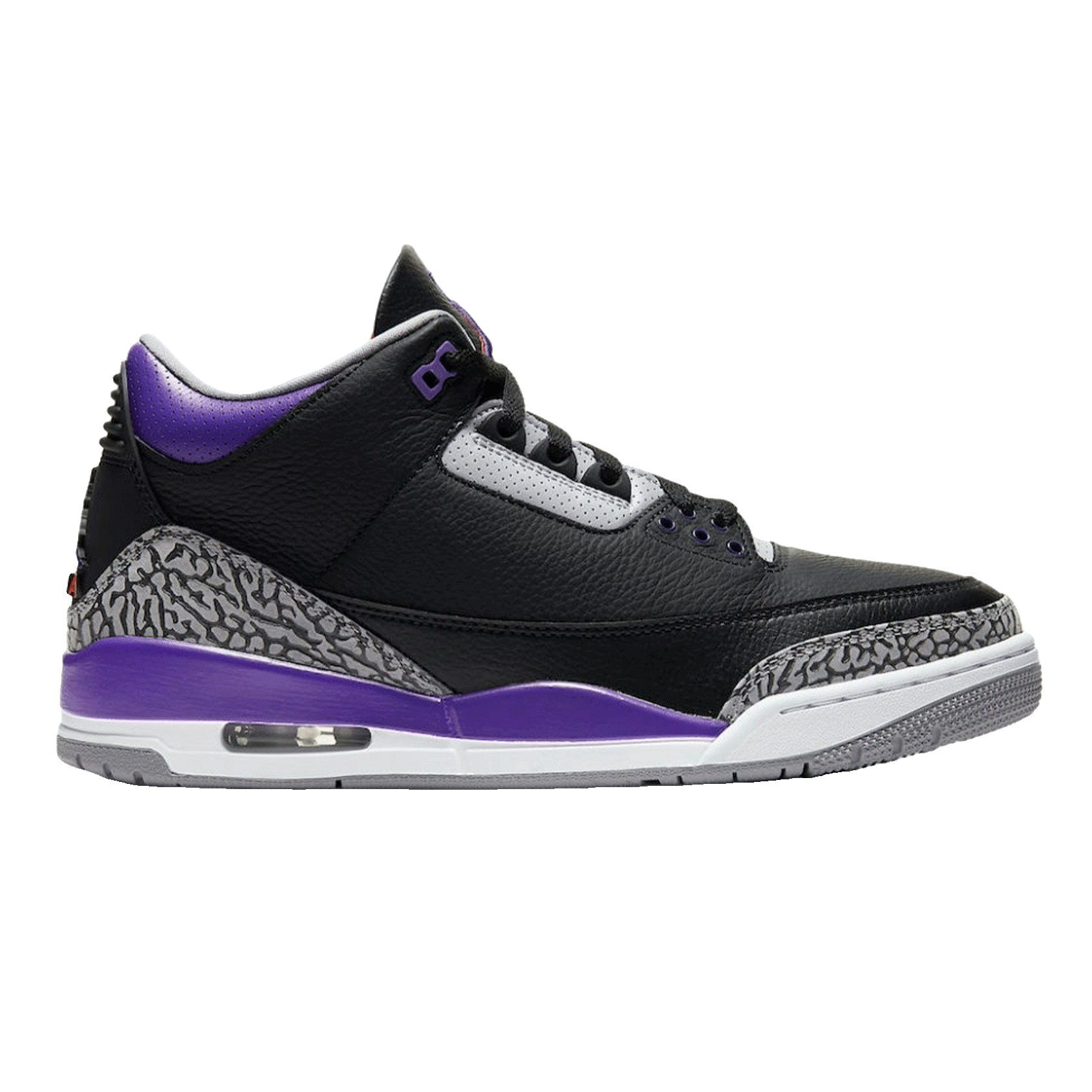 Nike Air Jordan 3 Retro Black Court Purple Forty Four Sneaker