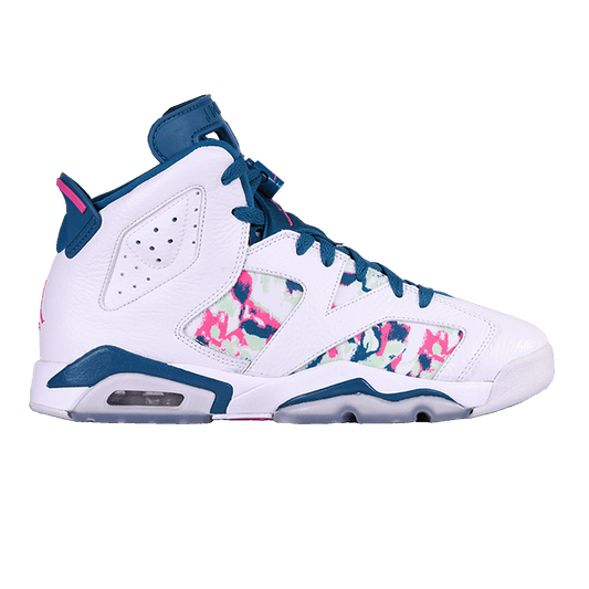 Nike Air Jordan 6 Retro White Laser Fuchsia Green Abyss (GS)
