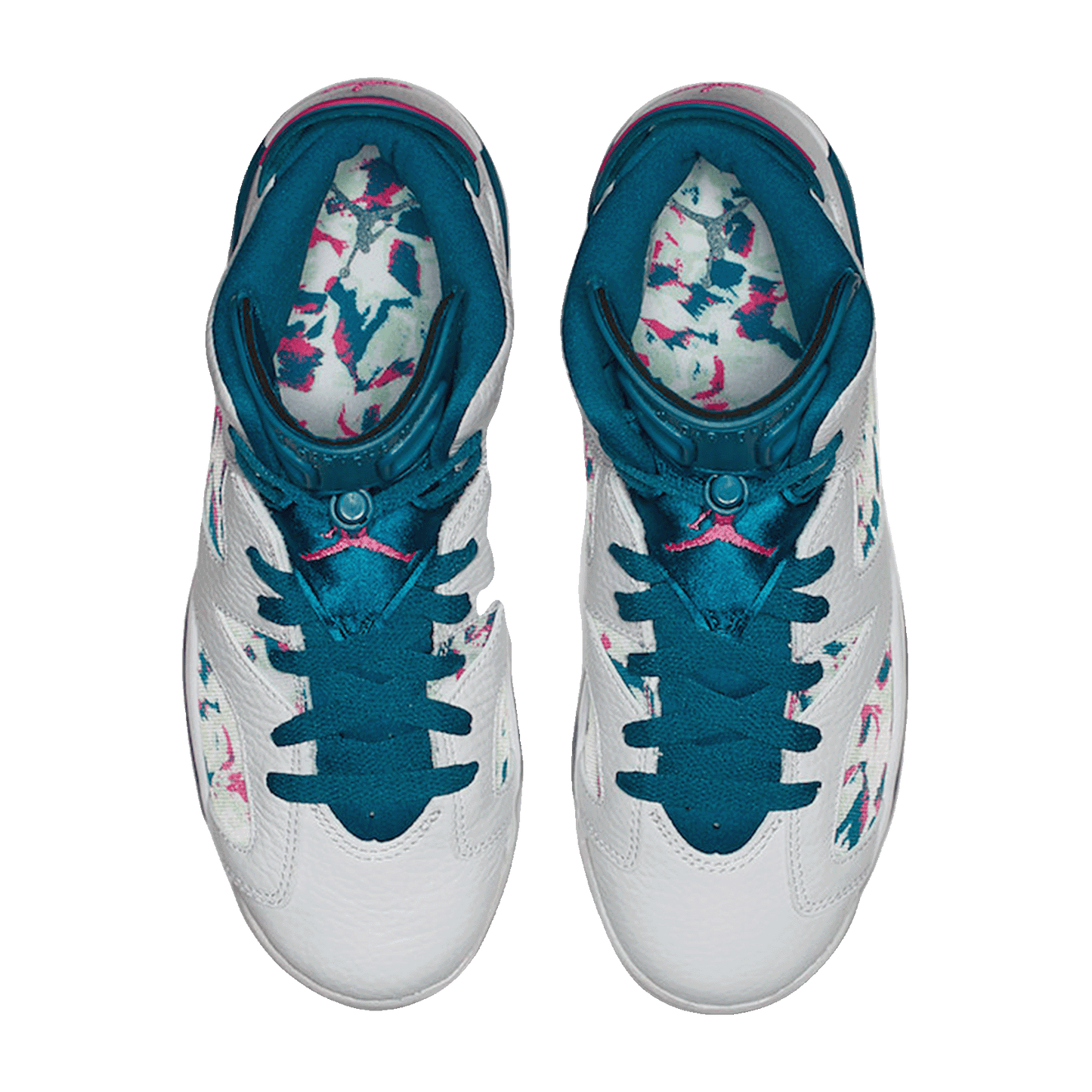 Nike Air Jordan 6 Retro White Laser Fuchsia Green Abyss (GS) Oben