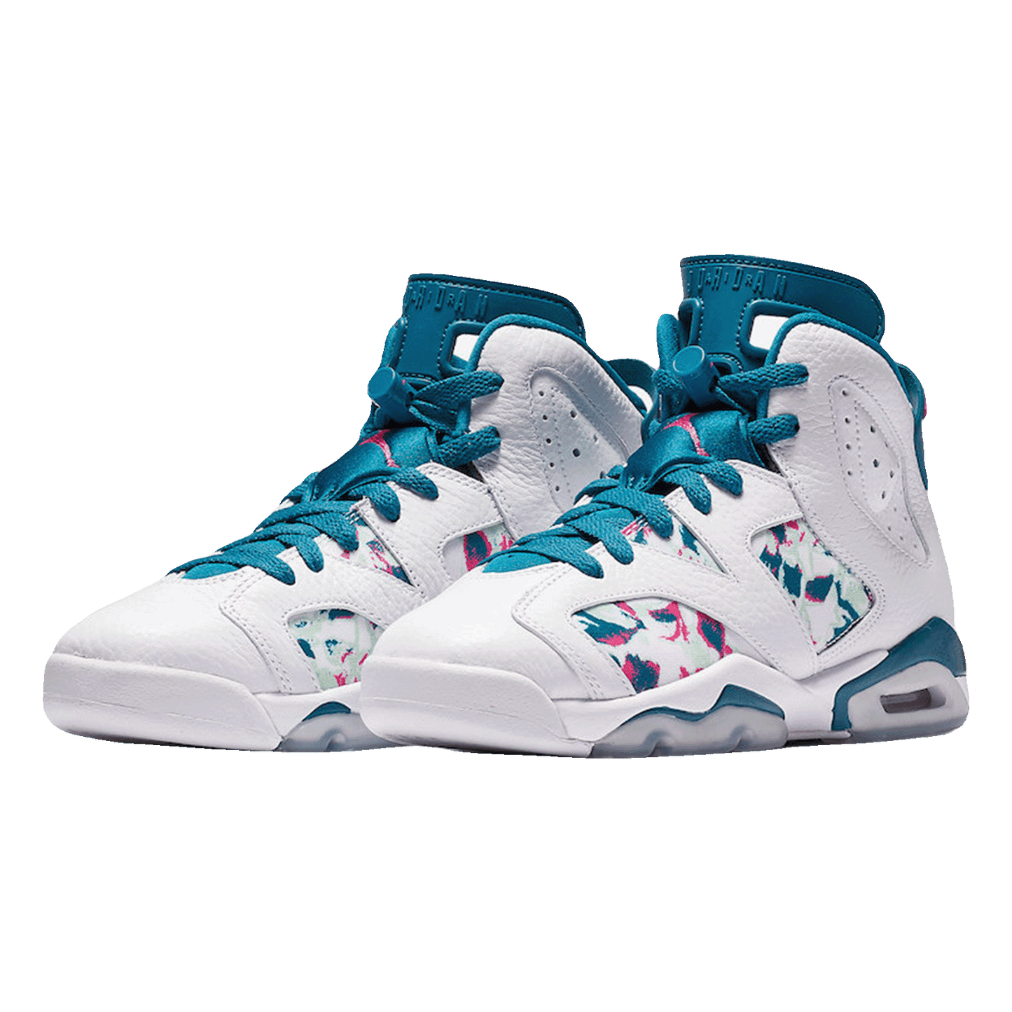 Nike Air Jordan 6 Retro White Laser Fuchsia Green Abyss (GS) Side