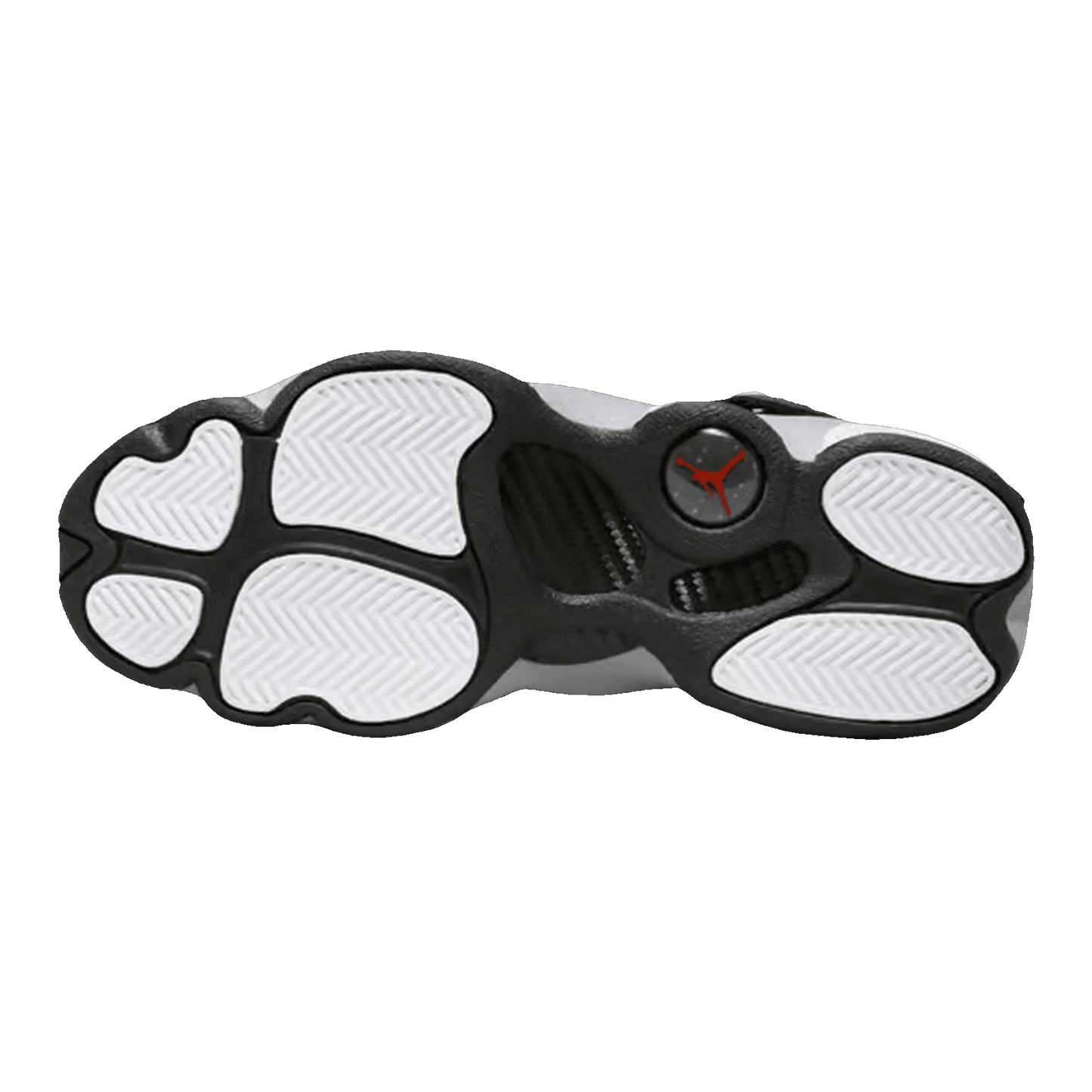 Nike Air Jordan 6 Rings Black White Metallic Silver Fire Red (GS) Sohle