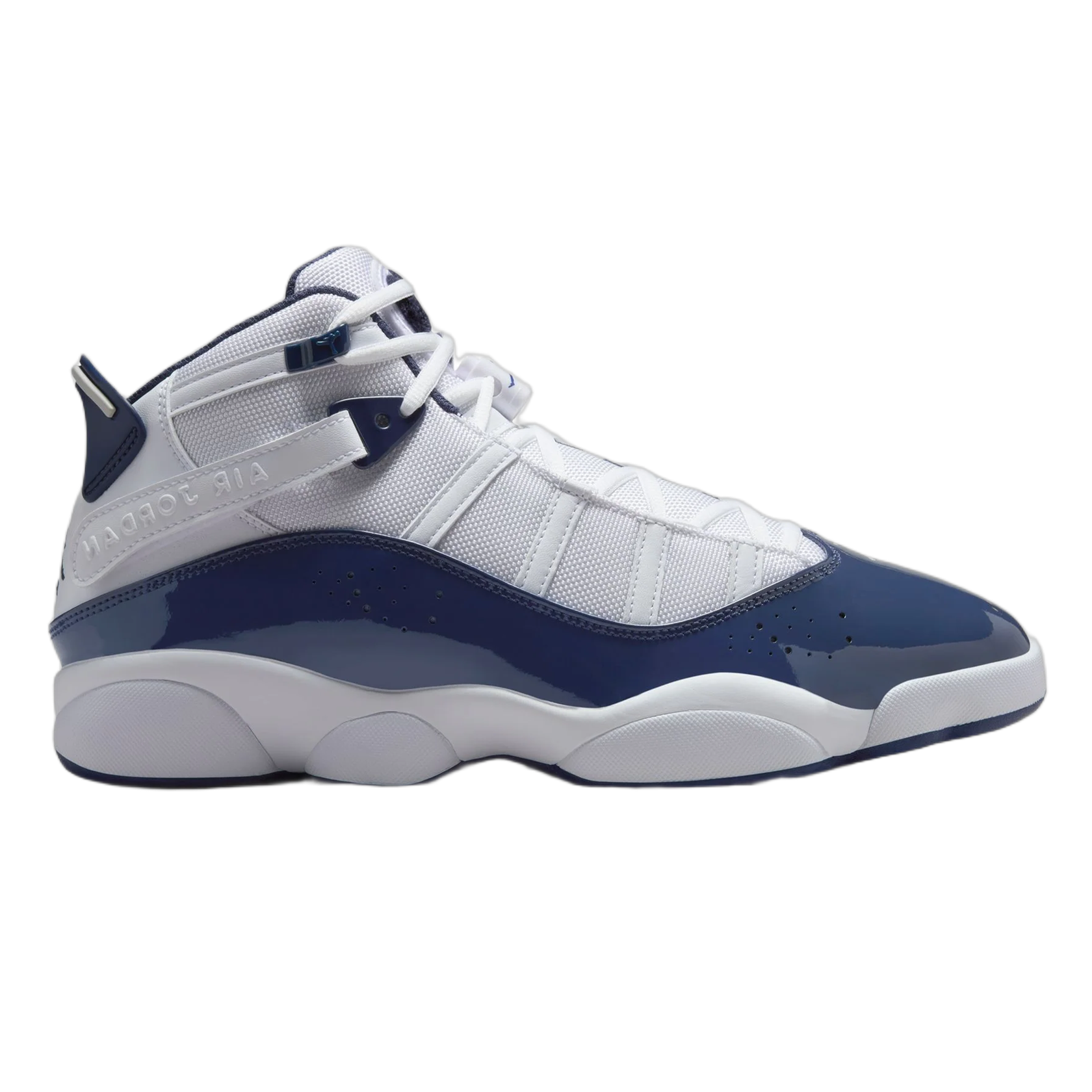 white and navy jordan 6