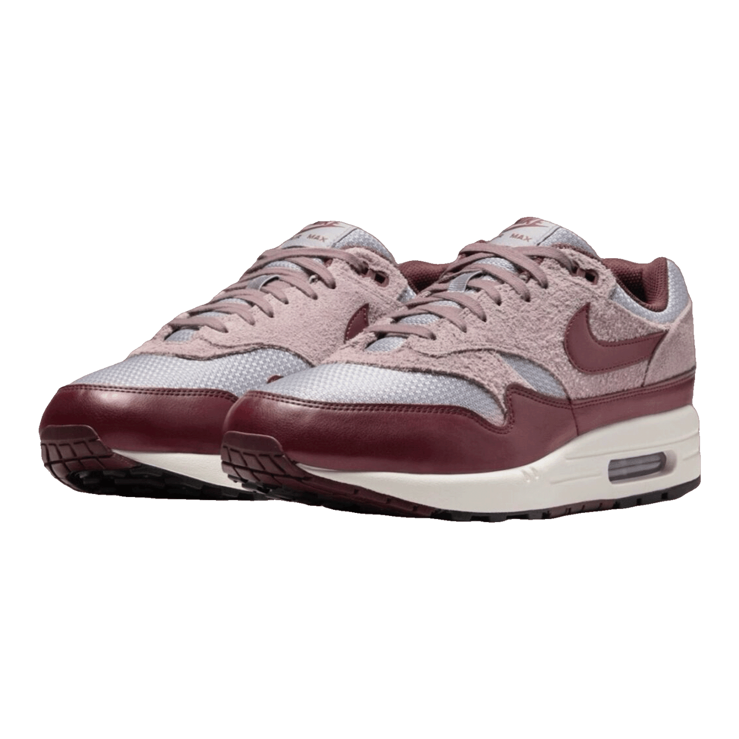 Nike Air Max 1 Essential PRM Cement Grey Burgundy Crush Side