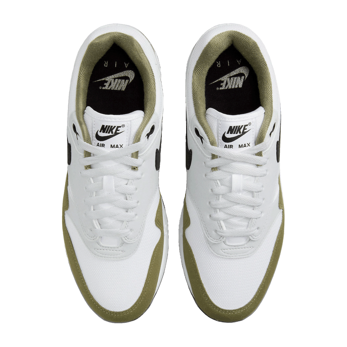 Nike Air Max 1 White Black Medium Olive Oben