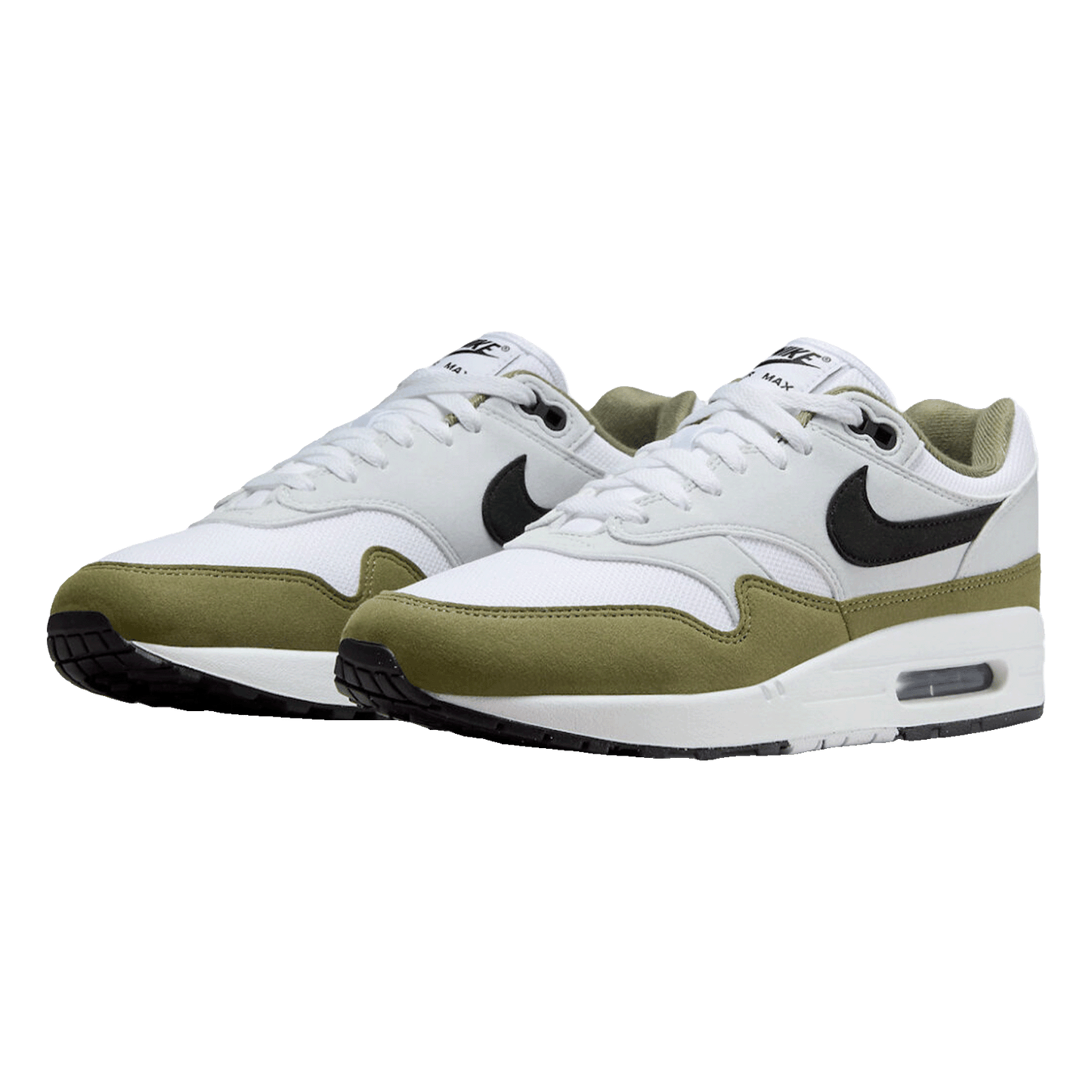 Nike Air Max 1 White Black Medium Olive Side