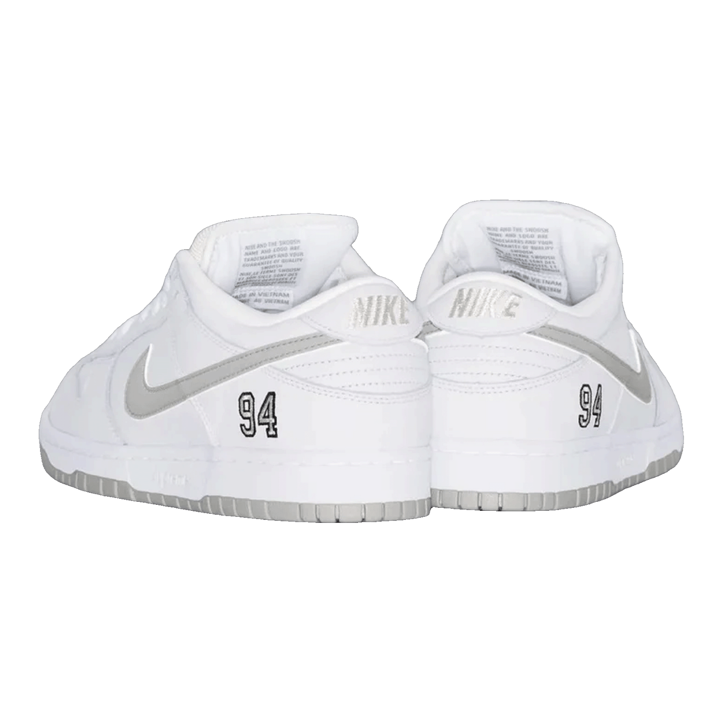 Nike SB Dunk Low Supreme 94 White Metallic Silver Back