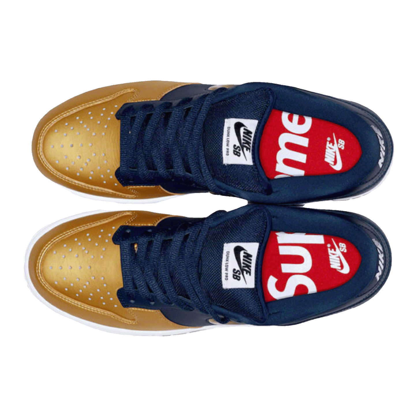 Nike SB Dunk Low Supreme Jewel Swoosh Gold Oben