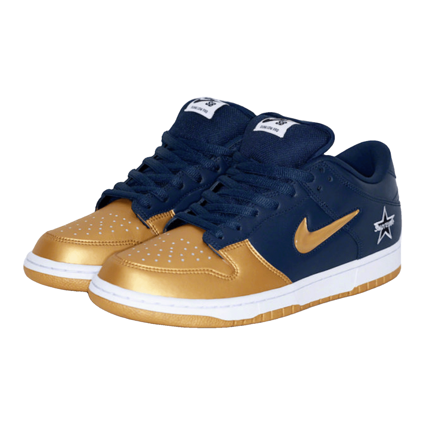 Nike SB Dunk Low Supreme Jewel Swoosh Gold Side
