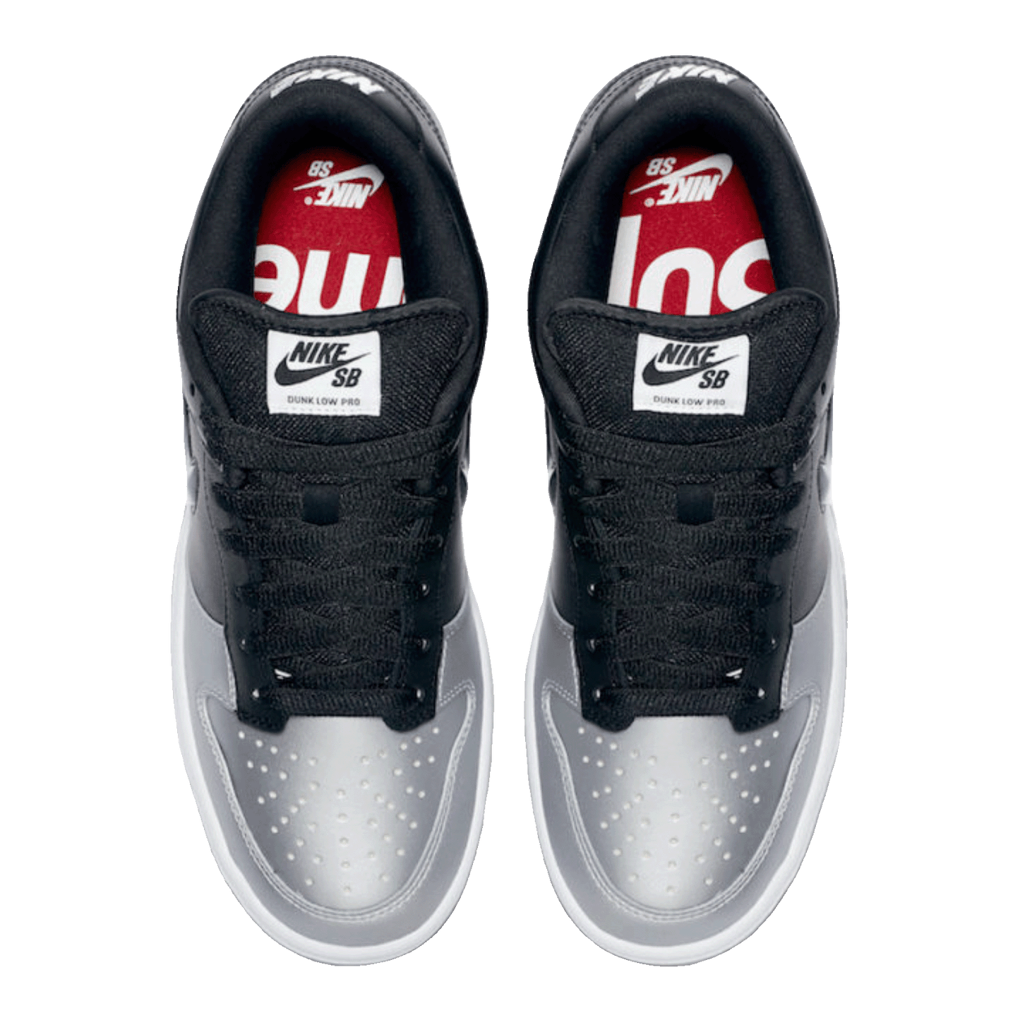 Nike SB Dunk Low Supreme Jewel Swoosh Silver Oben